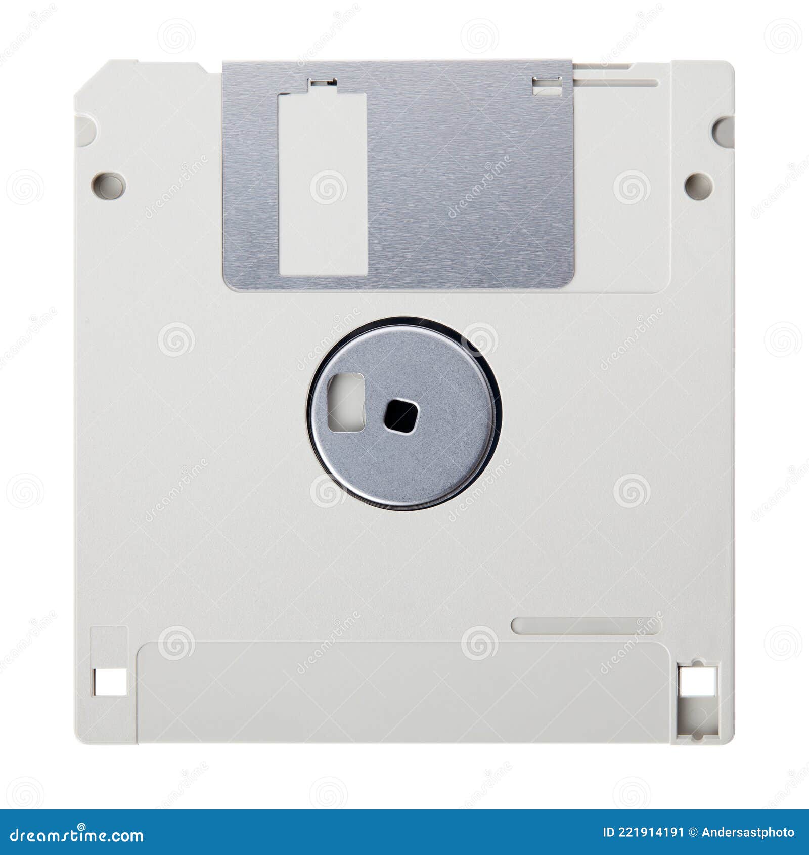 Grey Floppy Disk Back with Blank Label on White Background, Clipping