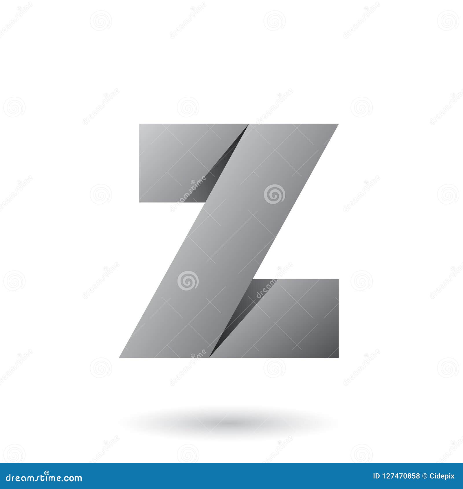 Grey Folded Paper Letter Z Vector Illustration Stock Vector ...