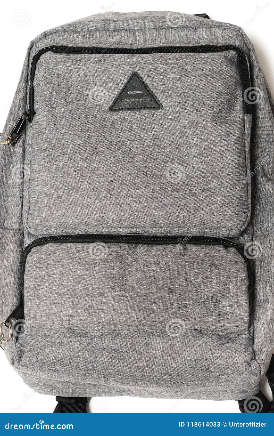 a grey haversack backpack closeup photo