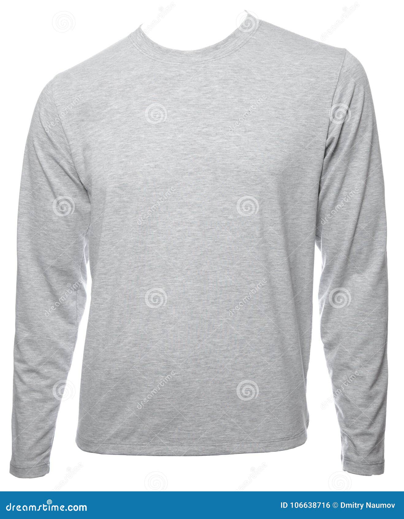 Grey Heathered Longsleeve Cotton Tshirt Template Isolated Stock Photo ...