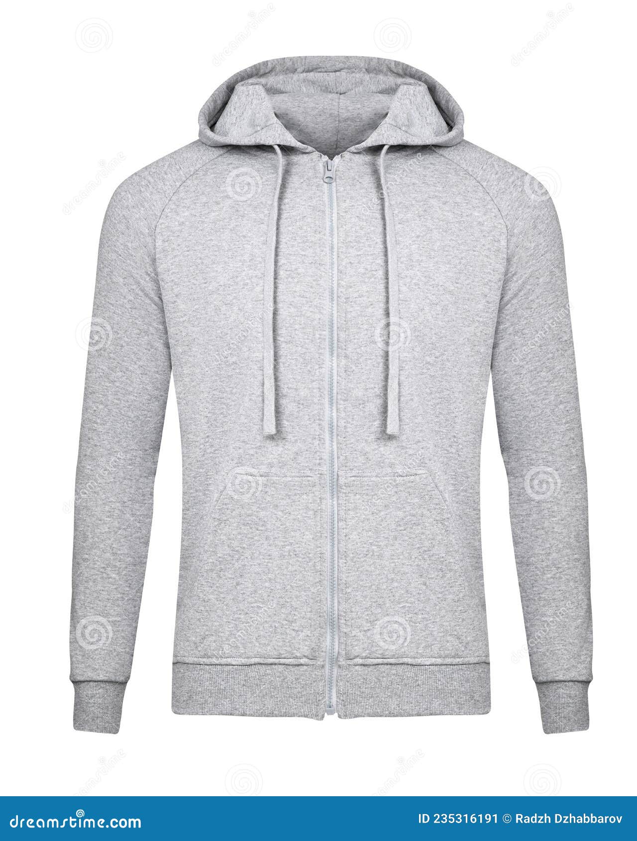 Grey Hoodie Template with Zip. Hoodie Sweatshirt Long Sleeve with ...