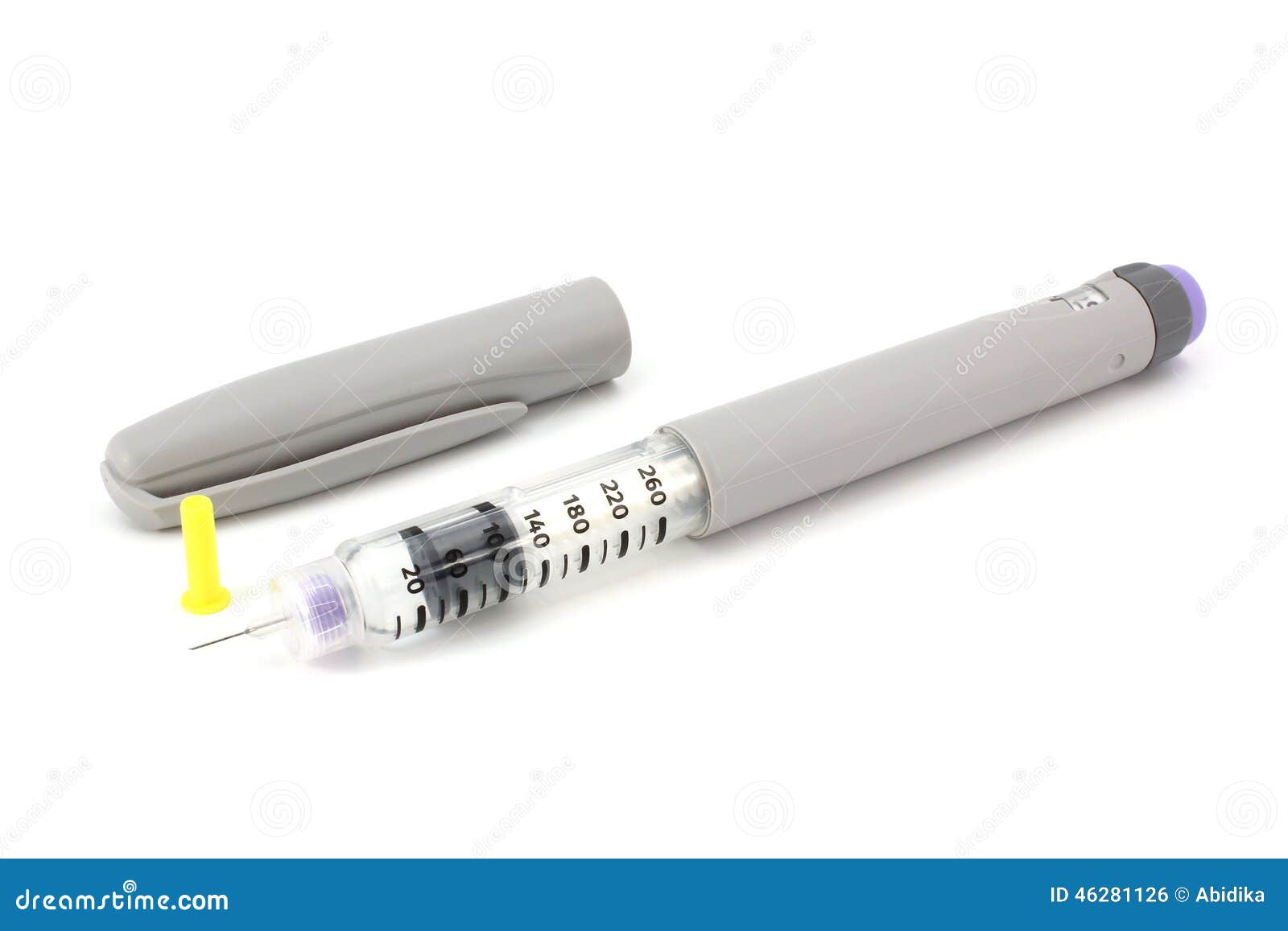 Grey insulin syringe pen stock photo. Image of analyze 46281126