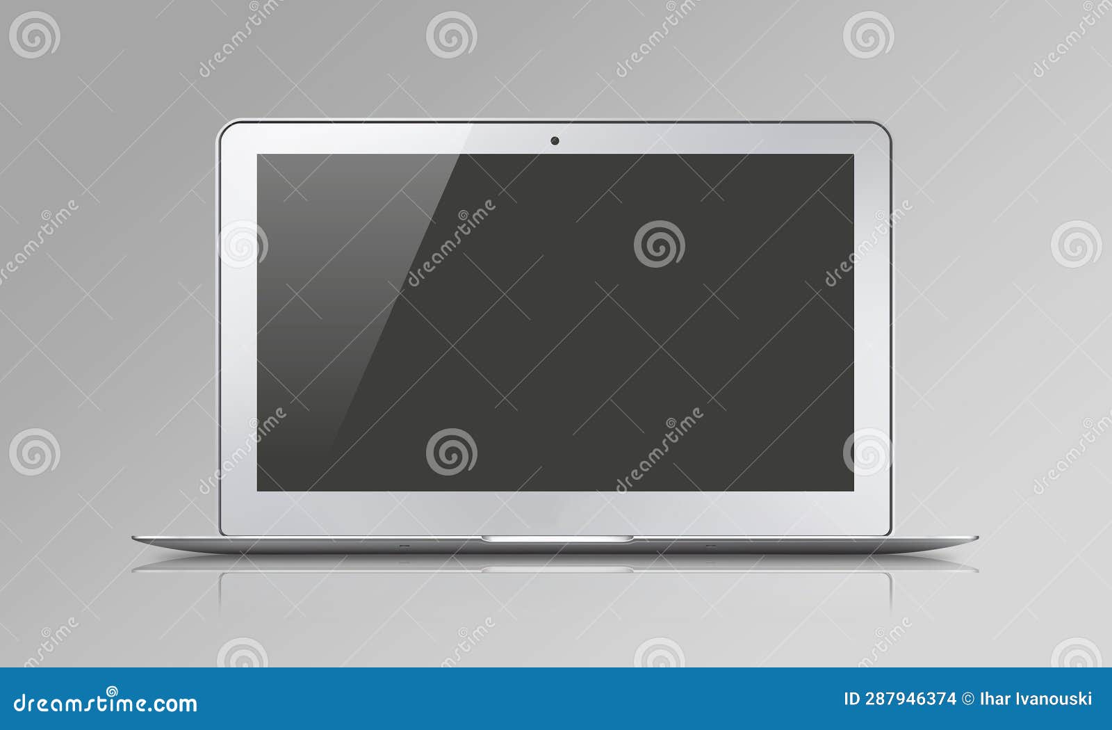 Grey Laptop with a Blank Black Screen on Grey Stock Photo Image of