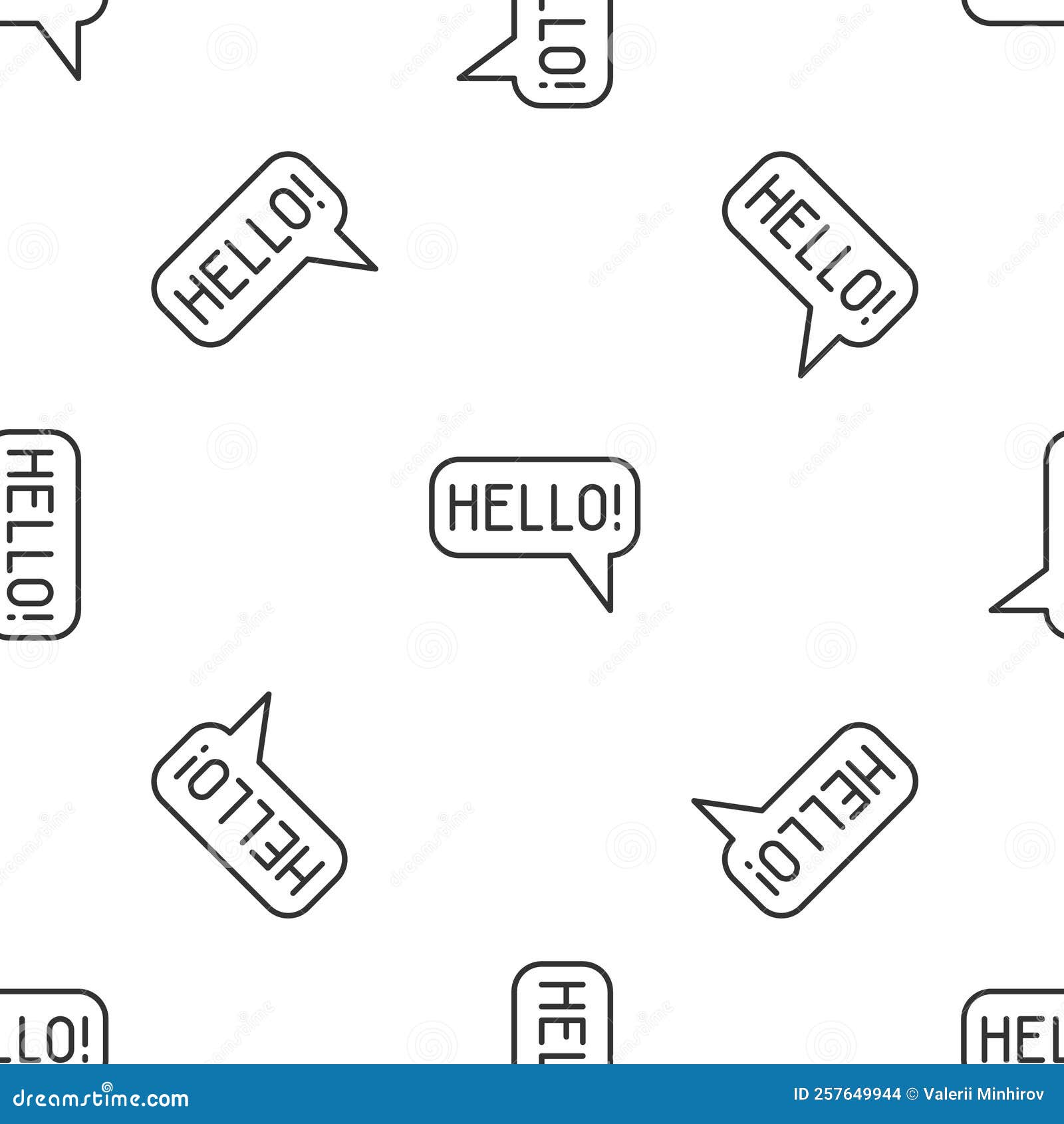 Grey Line Hello in Different Languages Icon Isolated Seamless Pattern