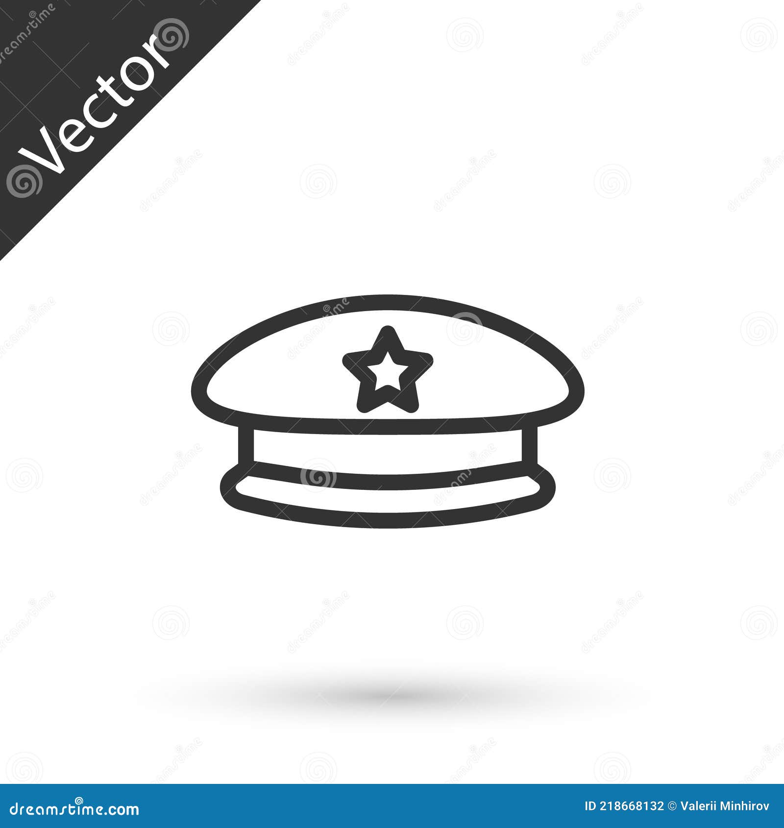 Grey Line Military Beret Icon Isolated on White Background. Soldiers