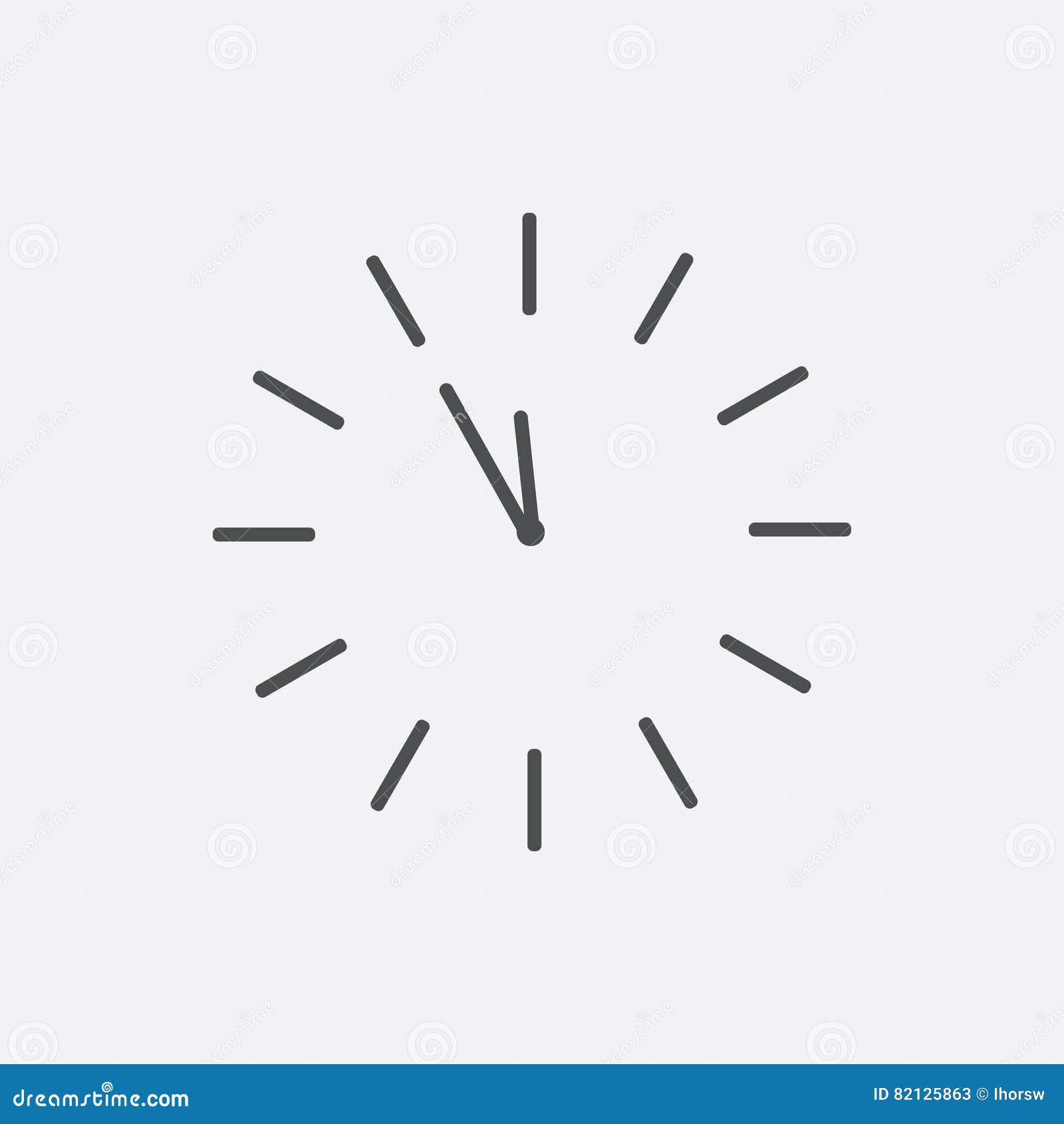 Grey Line Round Clock Icon Isolated Background. Modern Simple Fl Stock