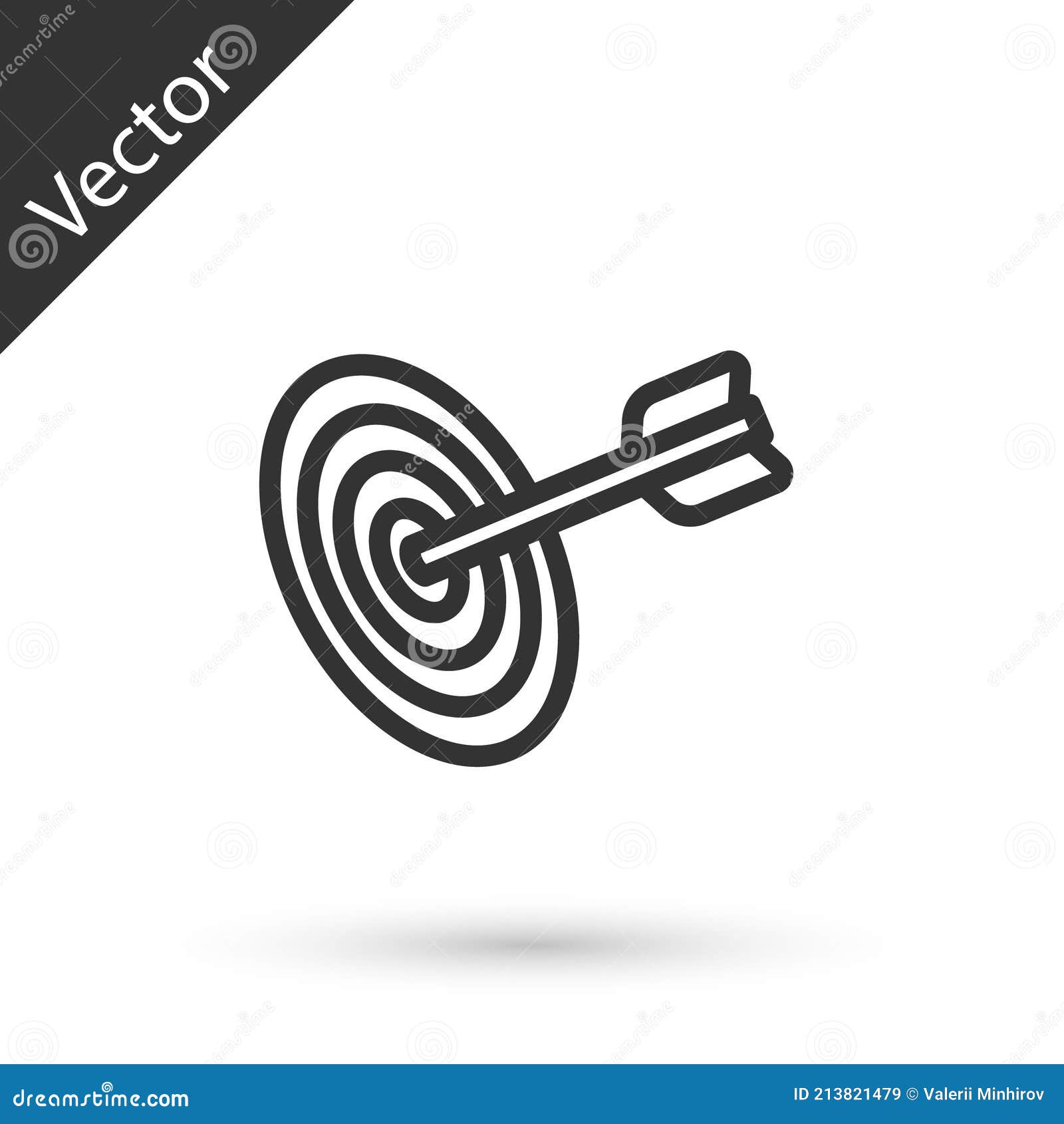 Grey Line Target Financial Goal Concept Icon Isolated on White