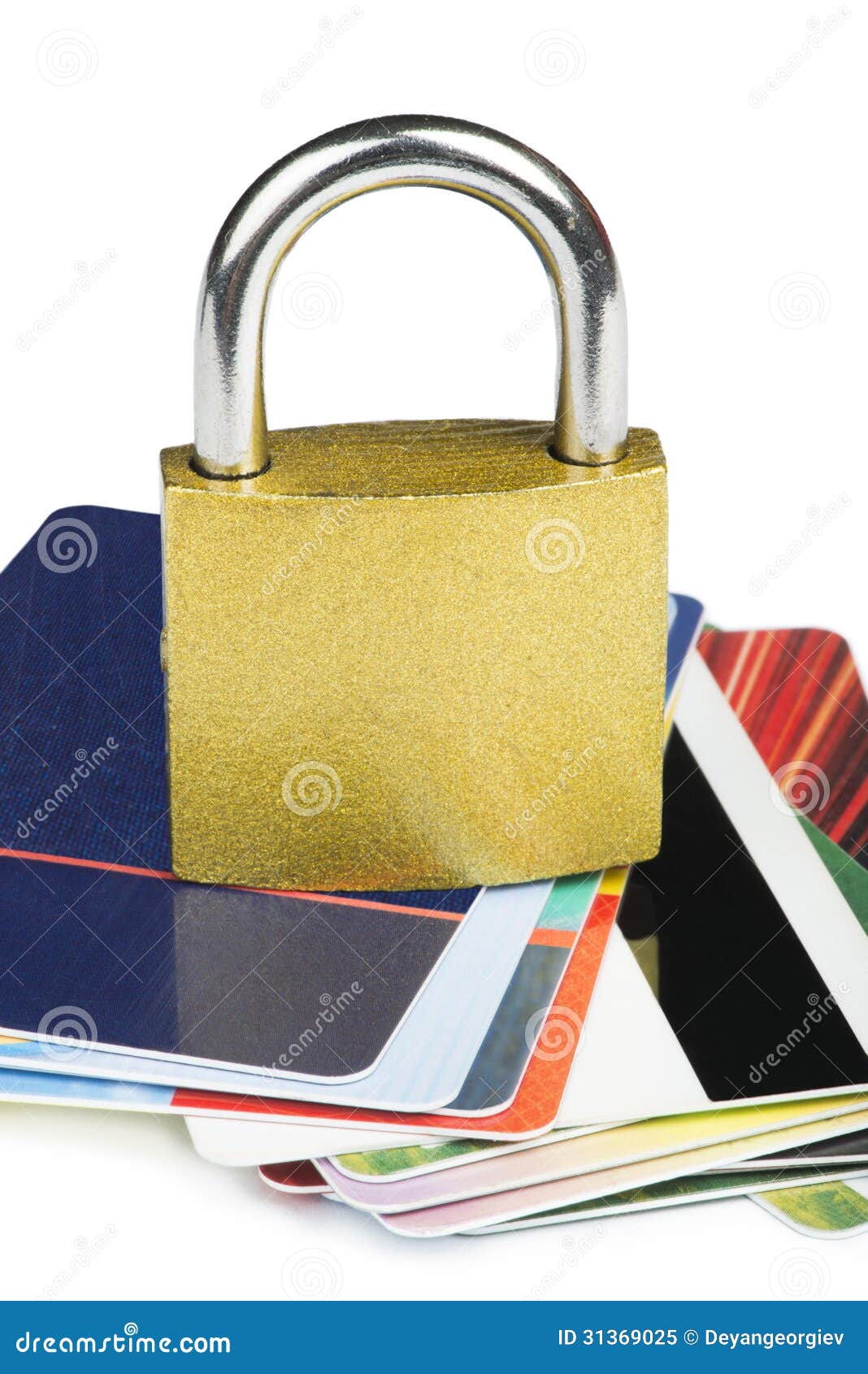 Grey Locked Padlock and Credit Cards. Stock Image Image of isolated