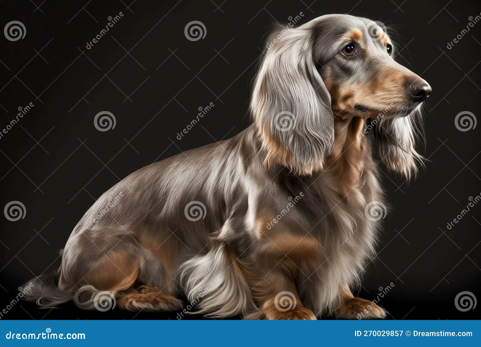 Grey long cheap haired dachshund