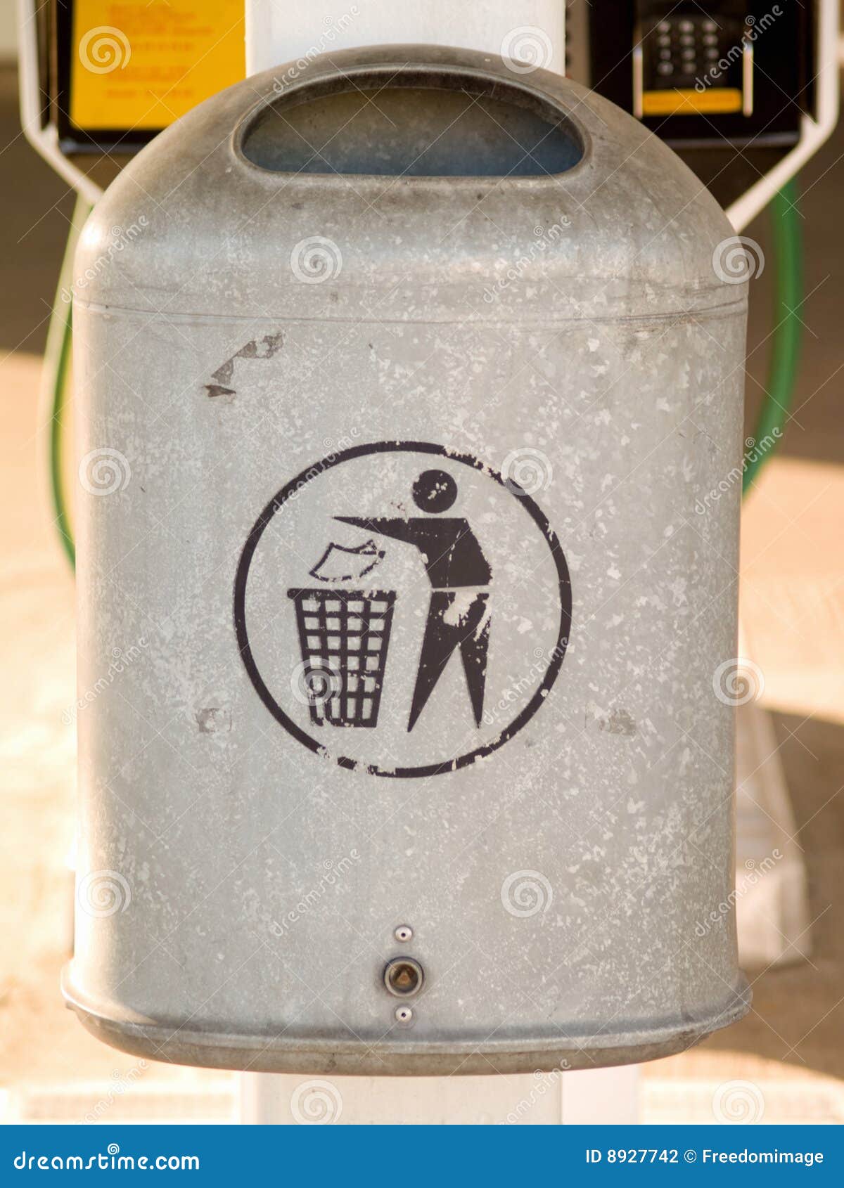 Grey Metal Rubbish Bin with Copyspace Stock Photo Image of rubbish