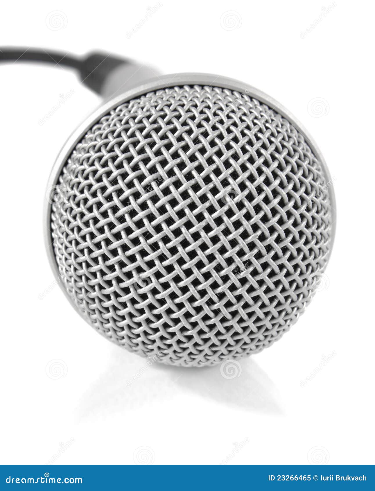 Grey Metallic Microphone with Cable Stock Image Image of iron, single