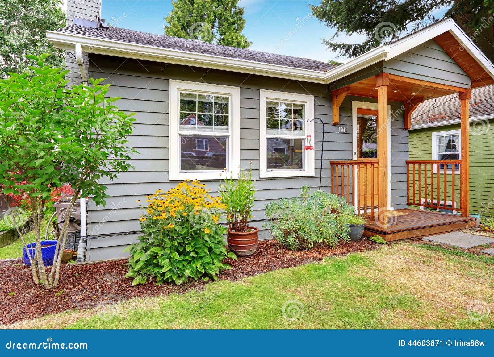 Grey Old House With Wooden Trim Stock Photo - Image: 44603871