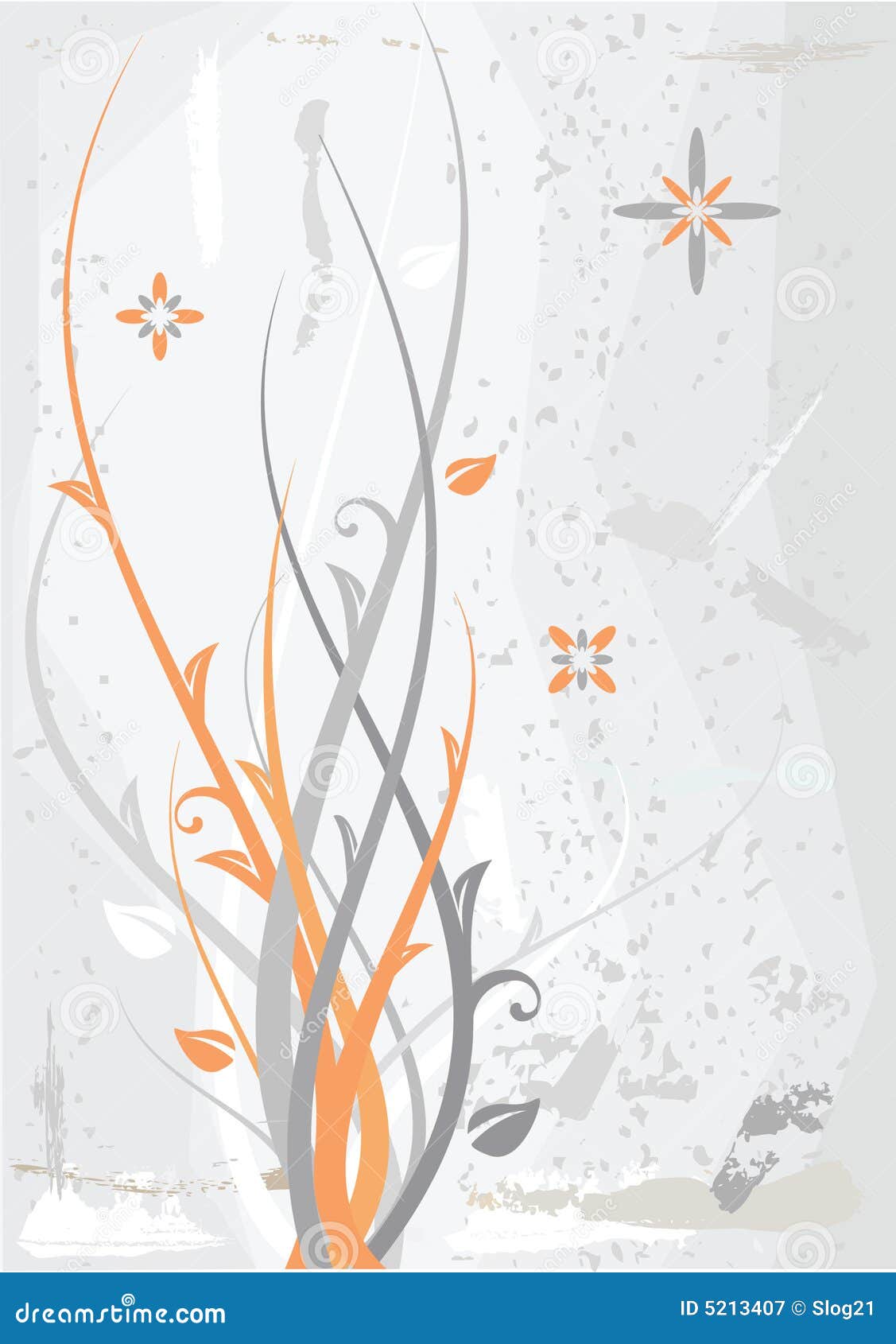 Grey Orange Floral Background Stock Vector Illustration of beautiful