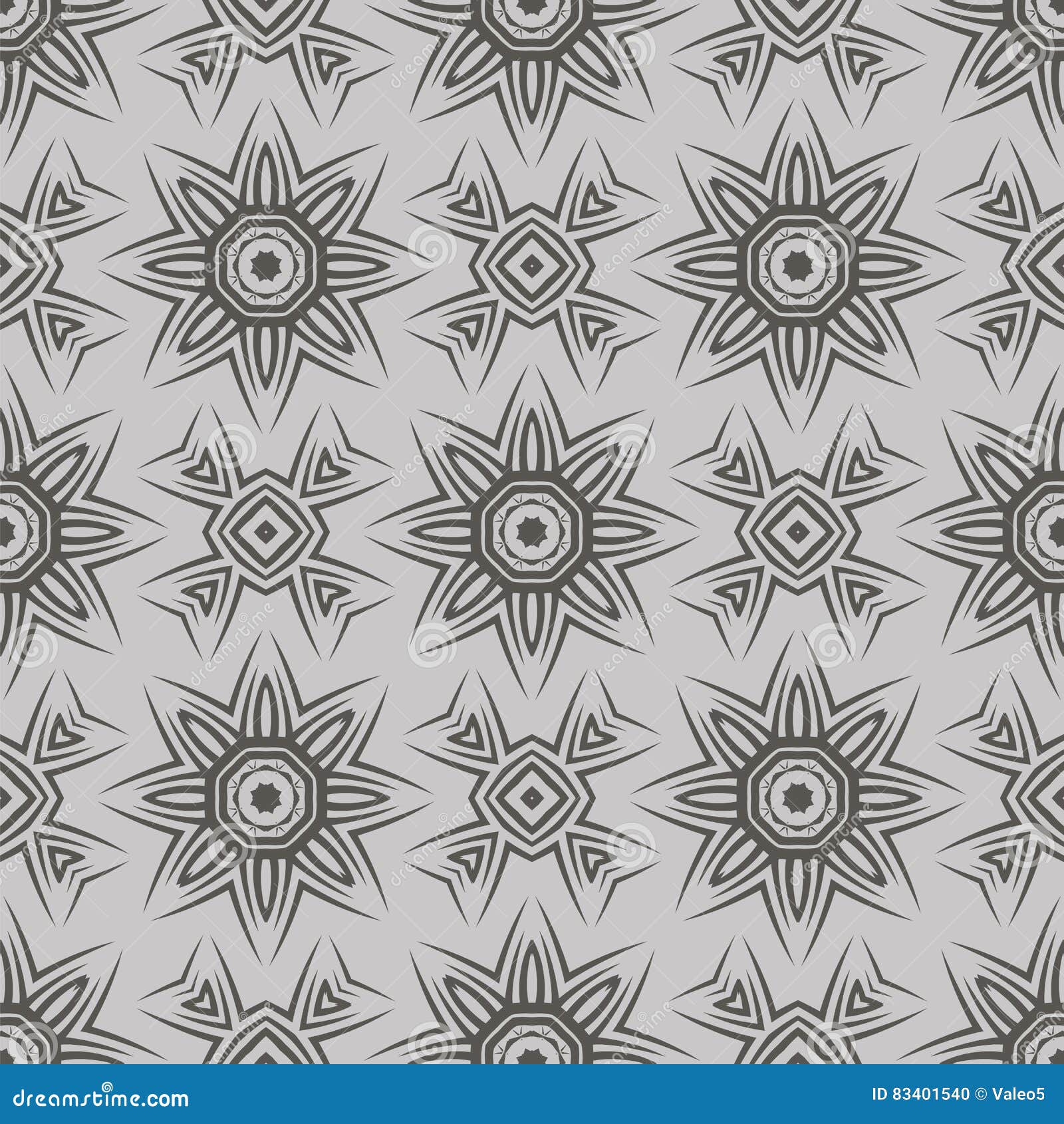 Grey Ornamental Seamless Line Pattern Stock Illustration Illustration