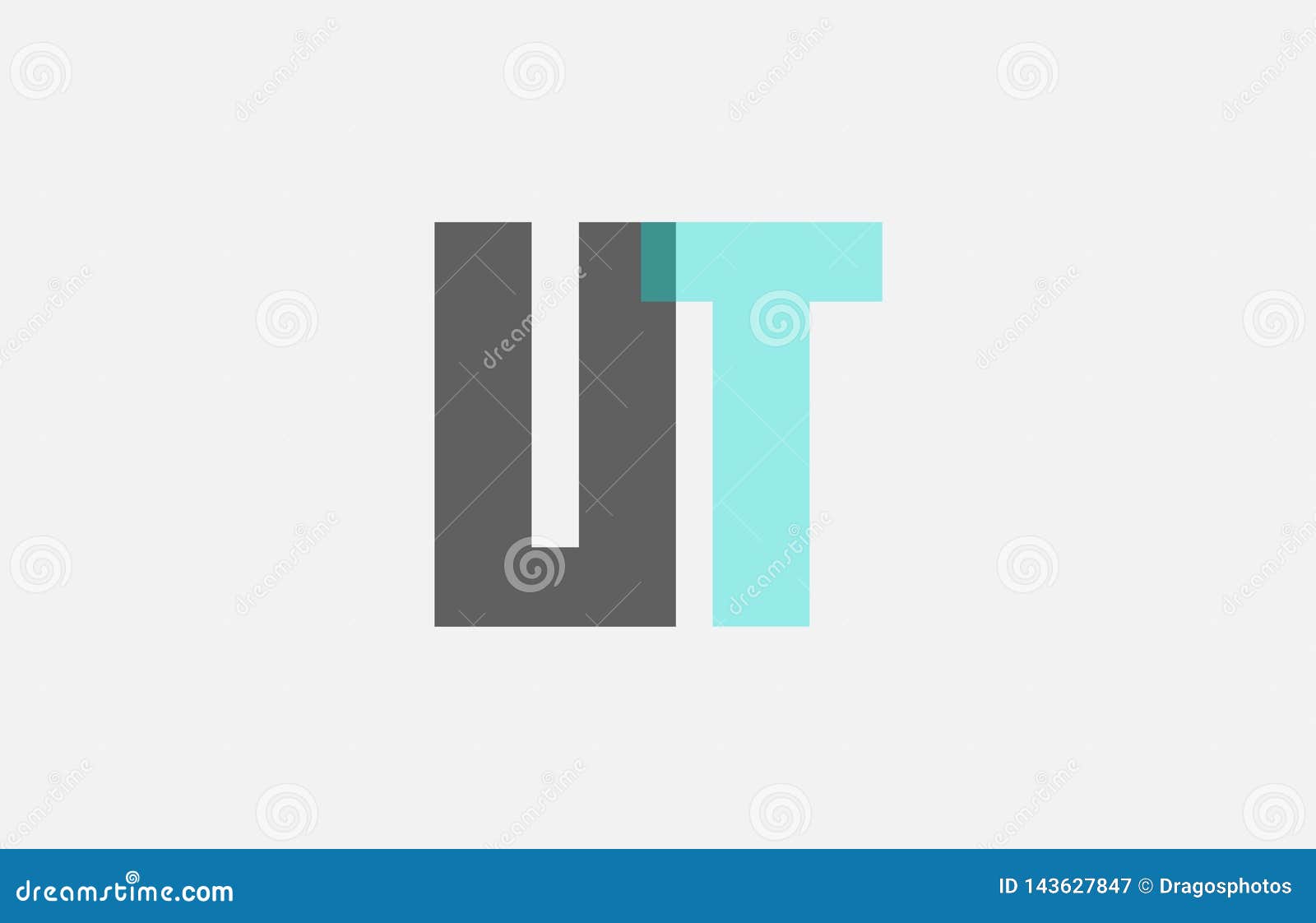 Grey Pastel Blue Alphabet Letter Combination UT U T For Logo Icon ...