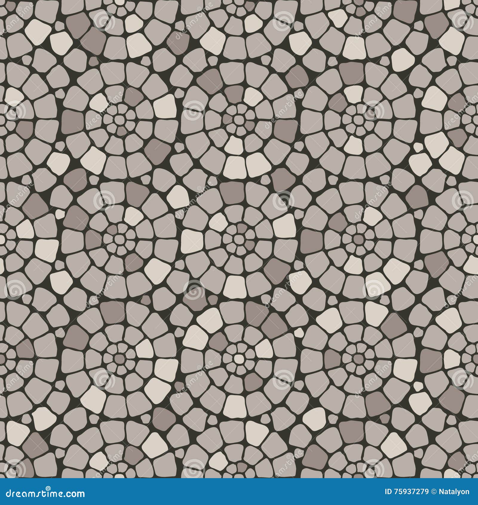 grey pave stone circles road seamless pattern, 