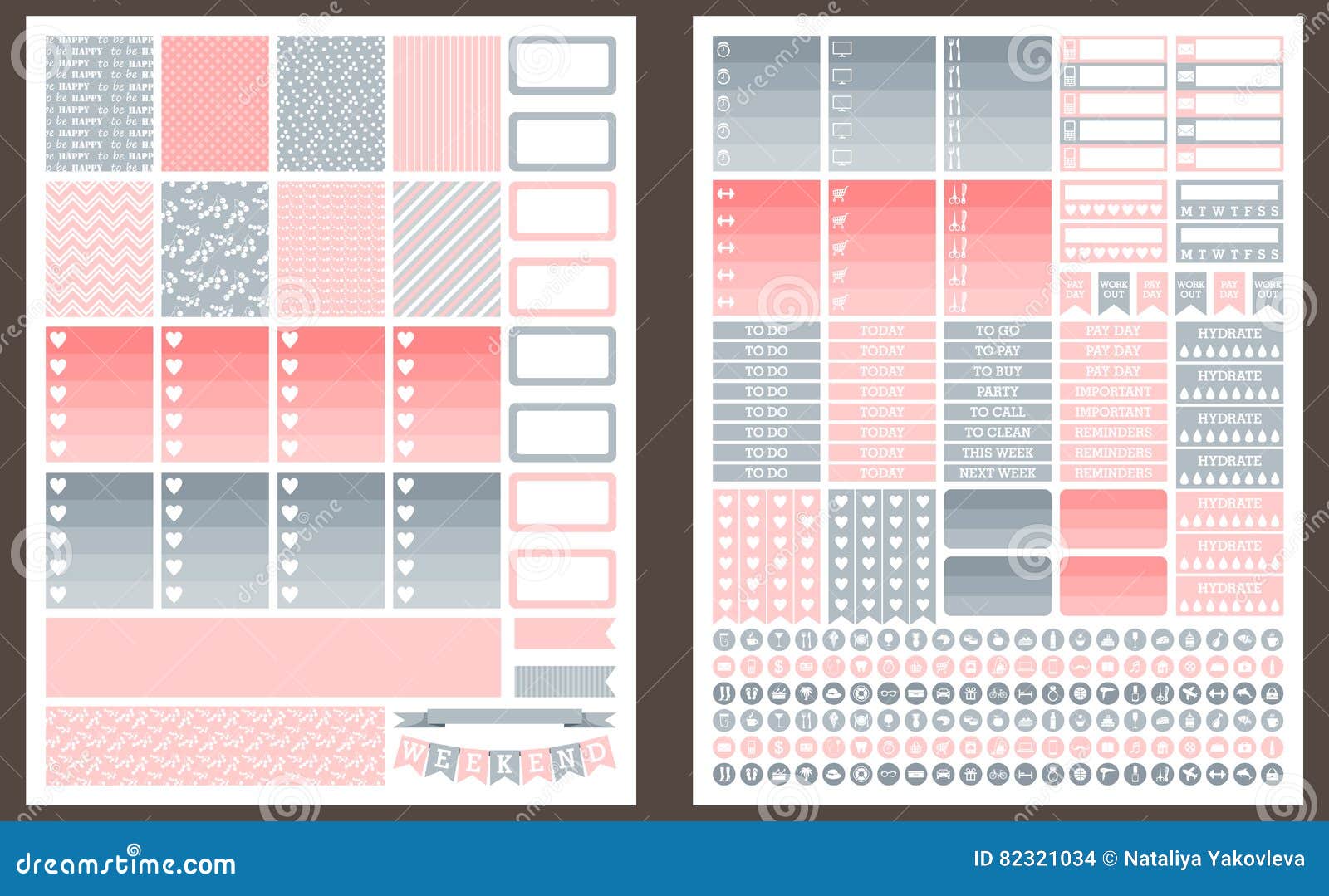 grey and pink printable stickers for planner
