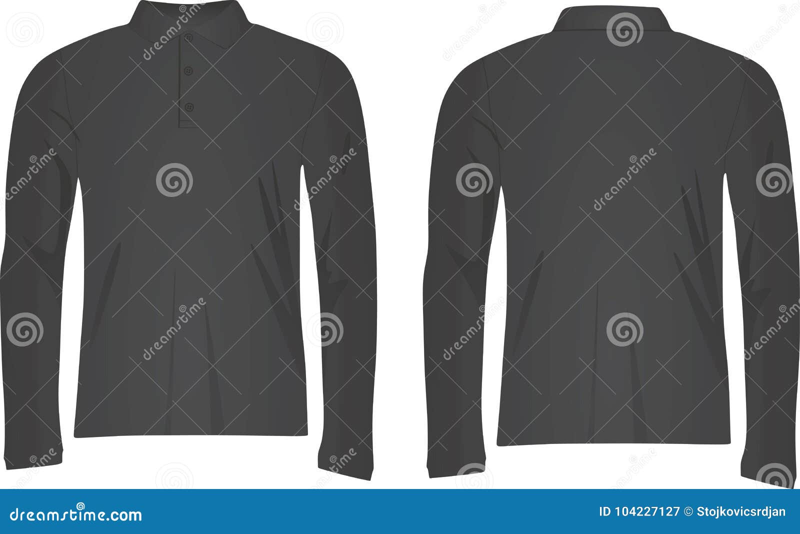 Grey Polo T Shirt Long Sleeve Stock Vector - Illustration of fashion