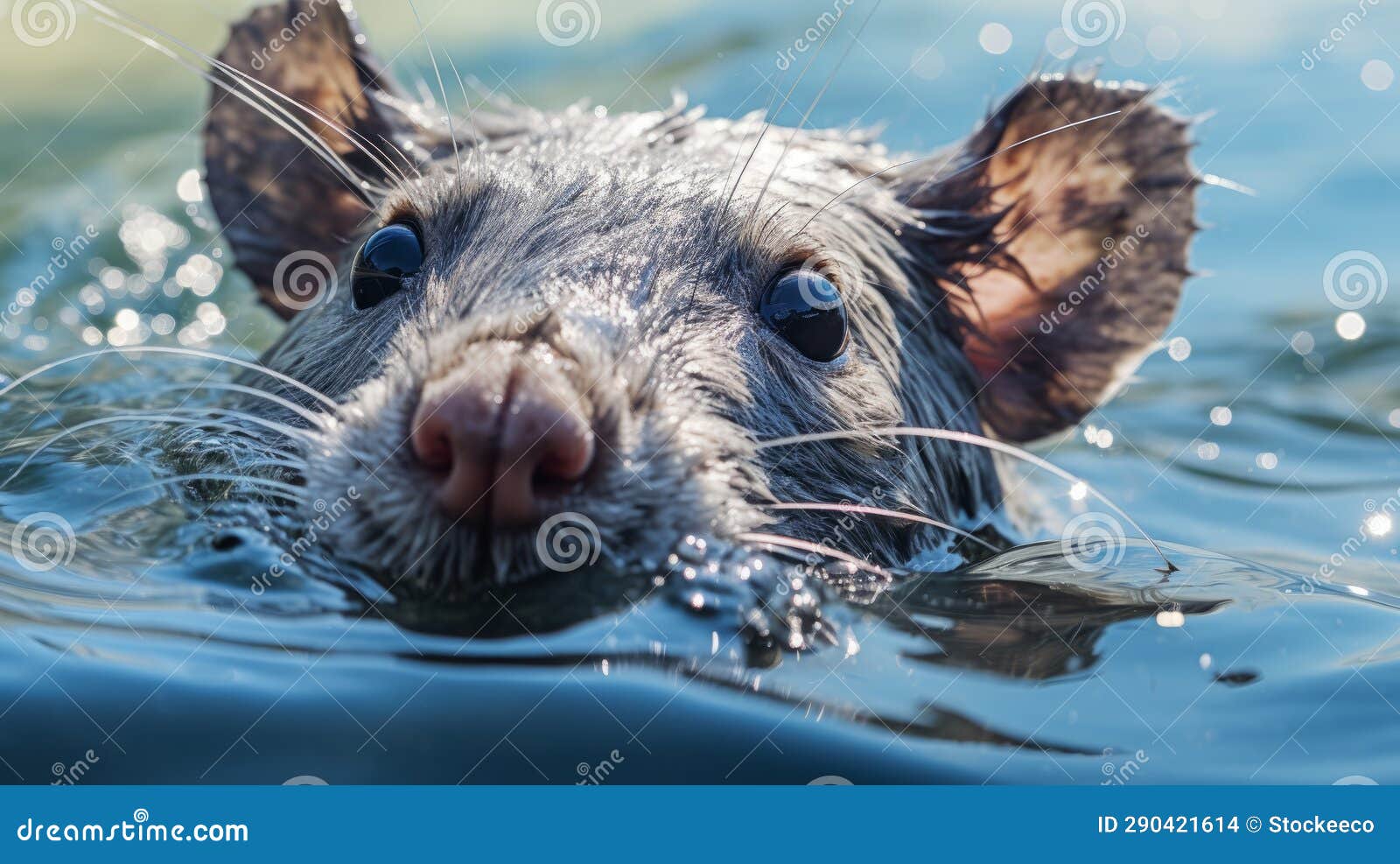blue water rat: a stunning realistic portrait in gray and blue
