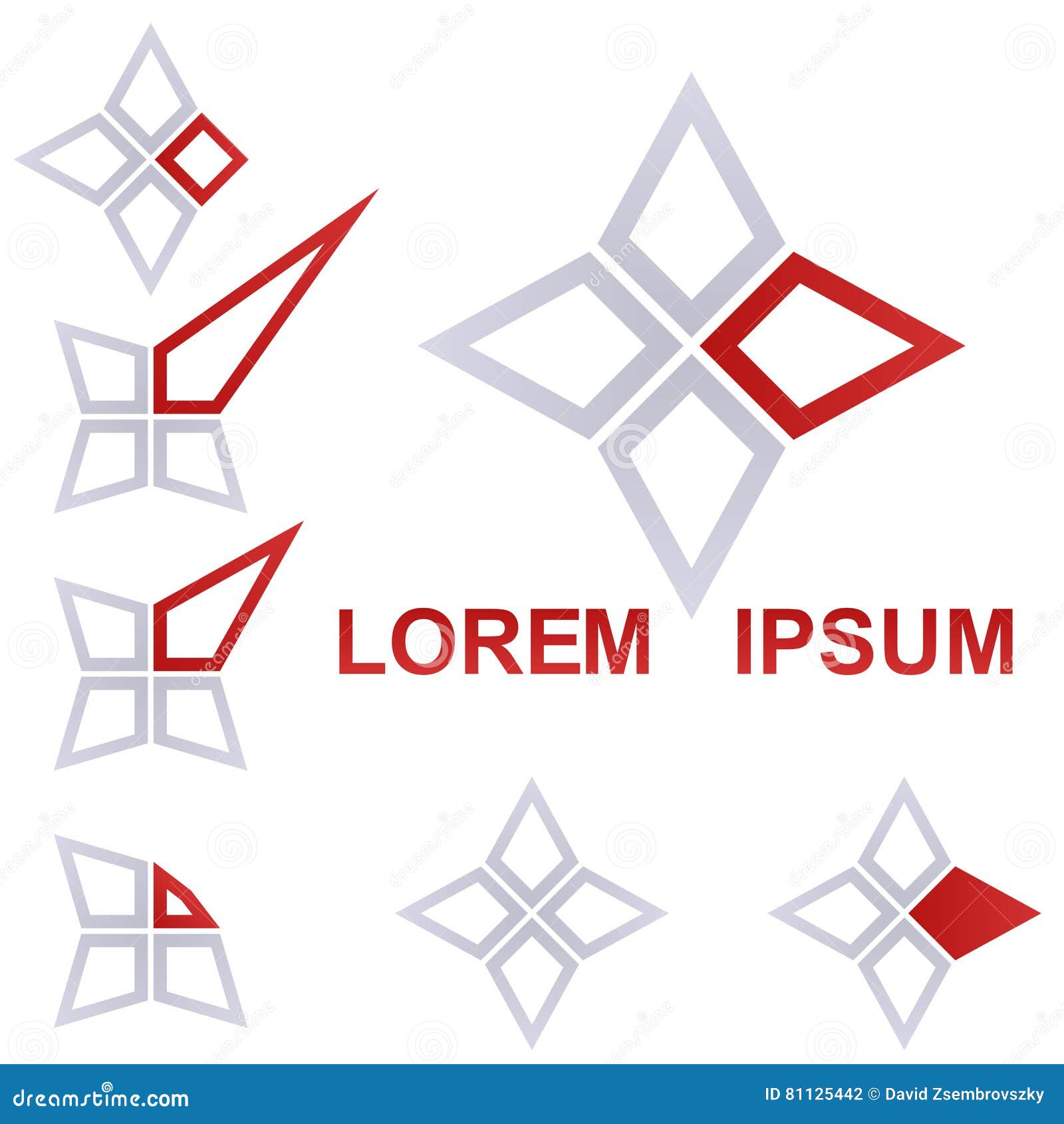 Grey and Red Business Icon Design Set Stock Vector Illustration of