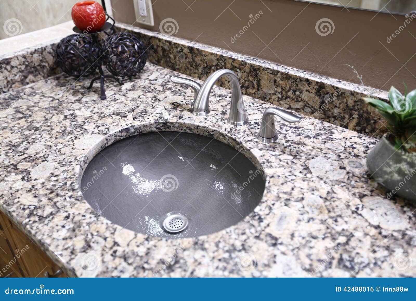 Grey Round Sink With Granite Counter Stock Photo Image Of