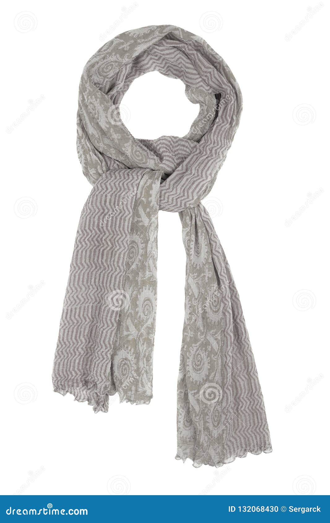 Grey Silk Scarf Isolated on White Background Stock Photo - Image of