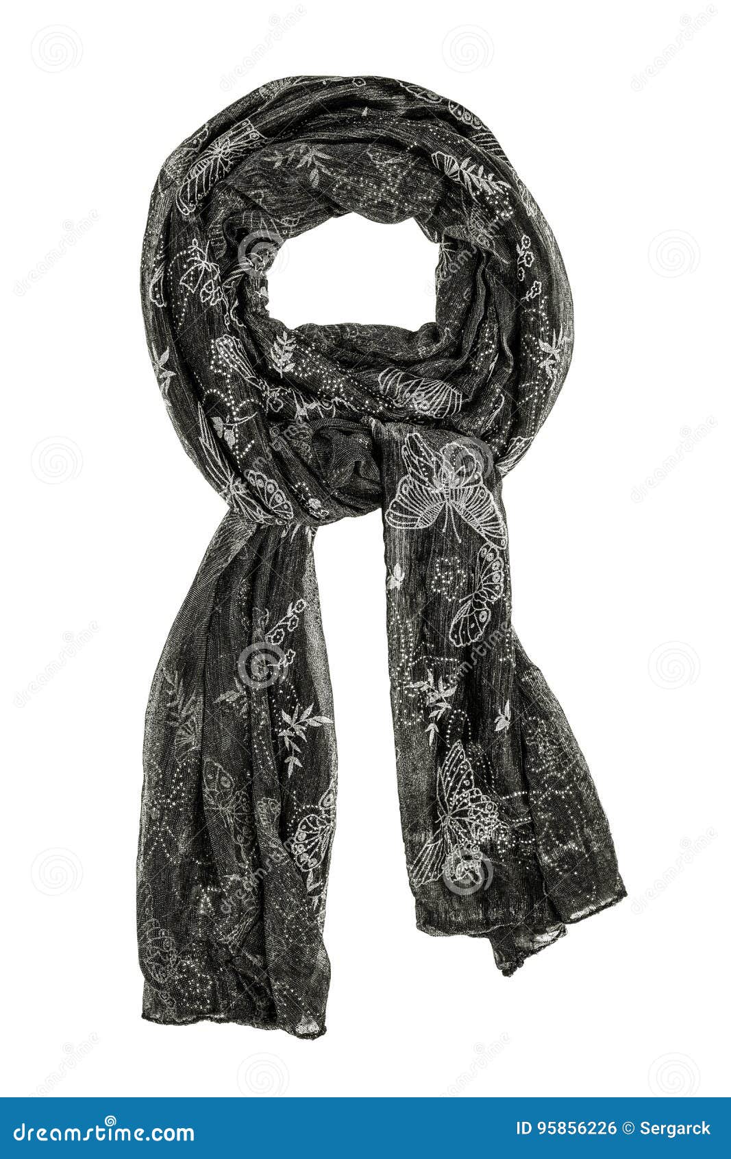 Grey Silk Scarf Isolated on White Background. Stock Photo - Image of