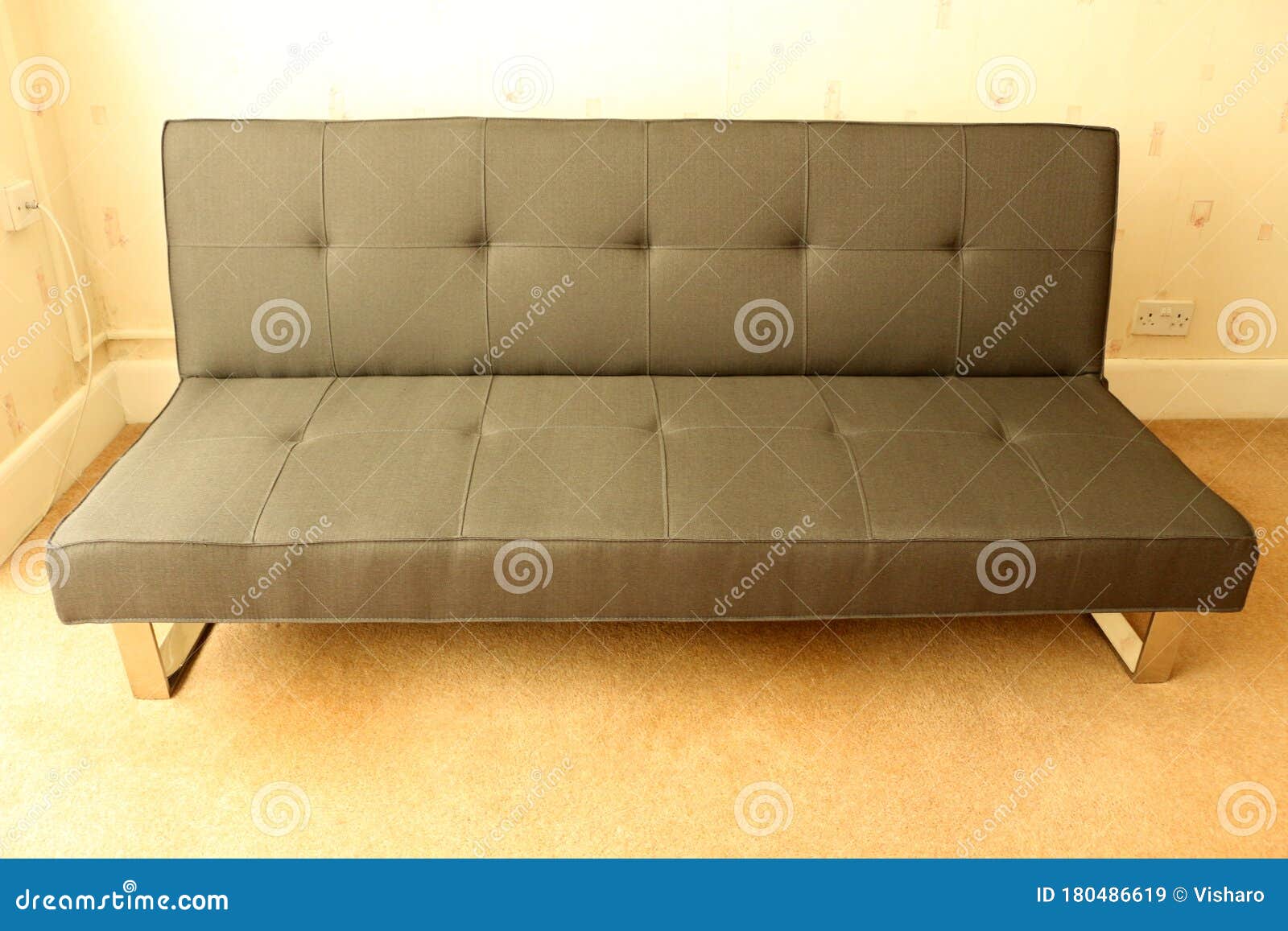 Grey sofa bed stock image. Image of comfortable, cushion 180486619