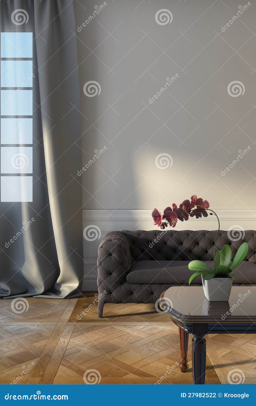 Grey Sofa Near Window stock illustration. Illustration of floor 27982522