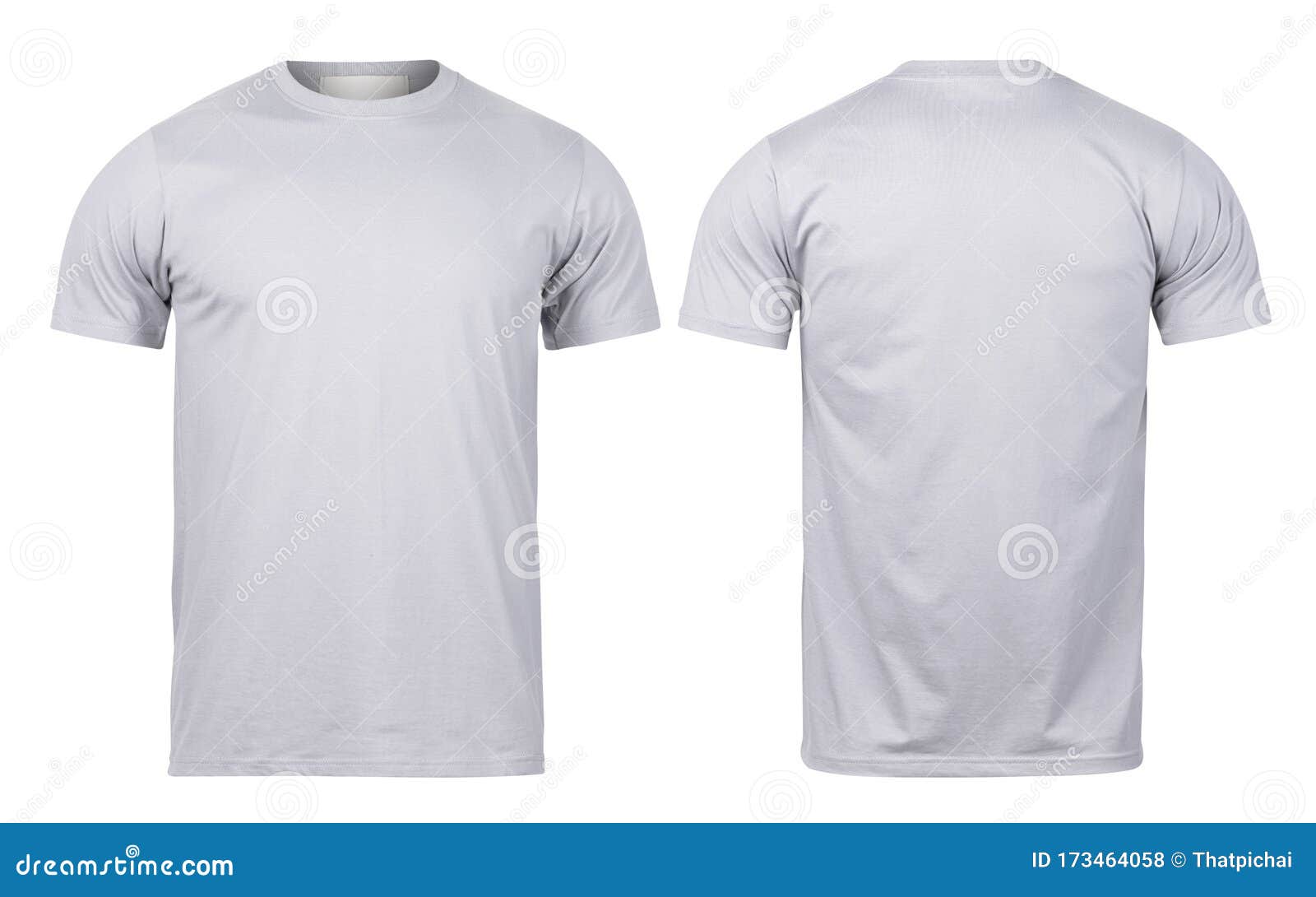 Grey T-shirt Front and Back View Mock-up Isolated on White Background ...