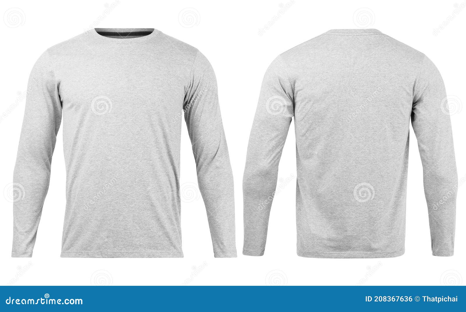 Grey T Shirt Long Sleeves Mockup Front and Back Used As Design Template ...