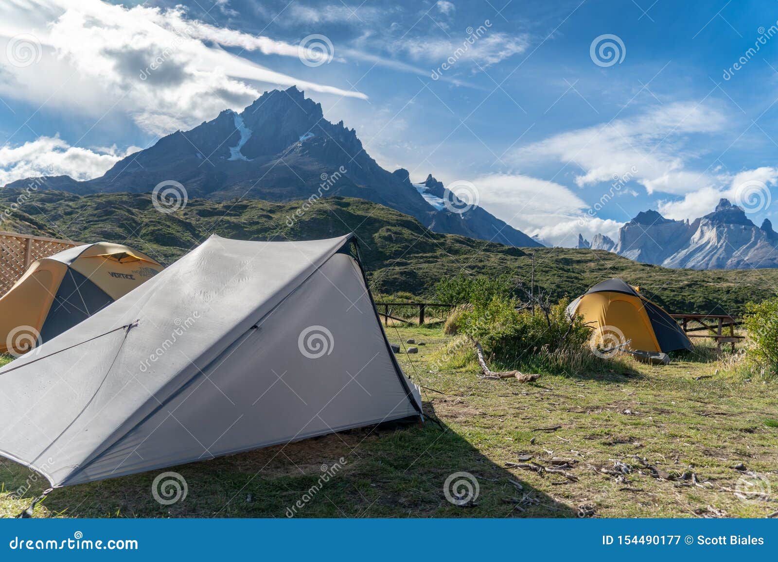 Pitched Tent Mountains Patagonia Stock Image - Image of nature,