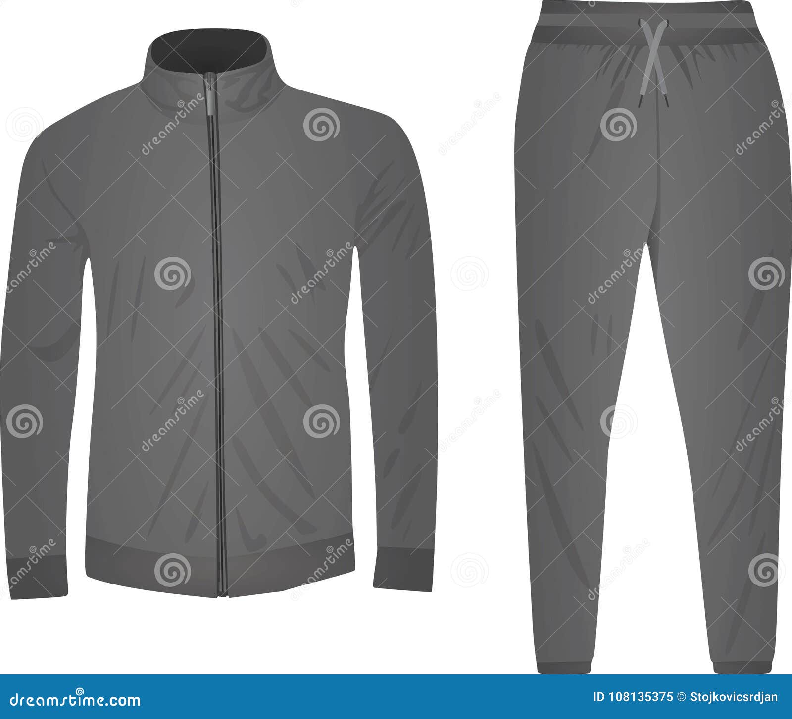 Grey tracksuit set stock vector. Illustration of jacket - 108135375