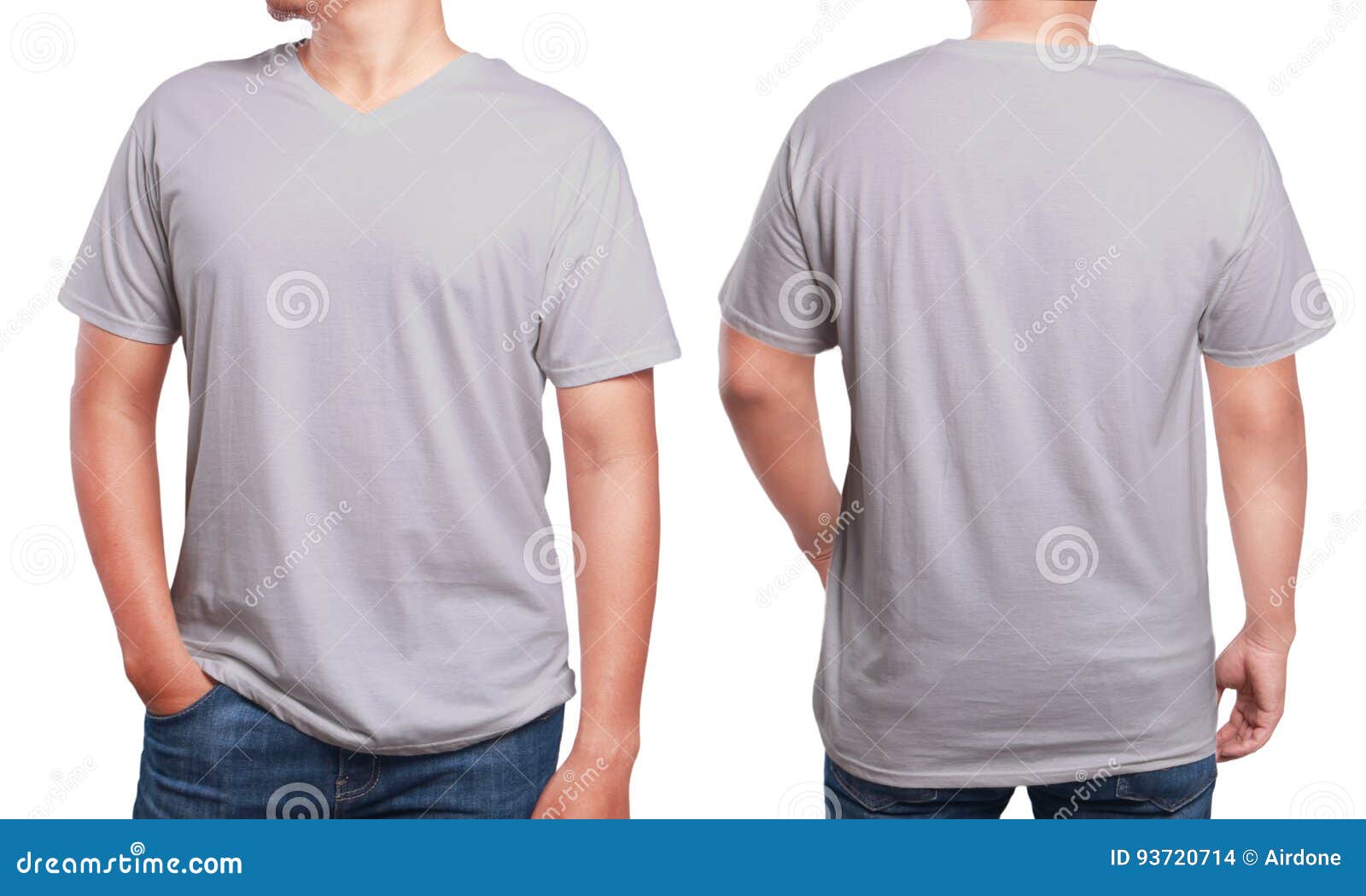 Download Grey V-Neck Shirt Design Template Stock Photo - Image of fashion, copy: 93720714