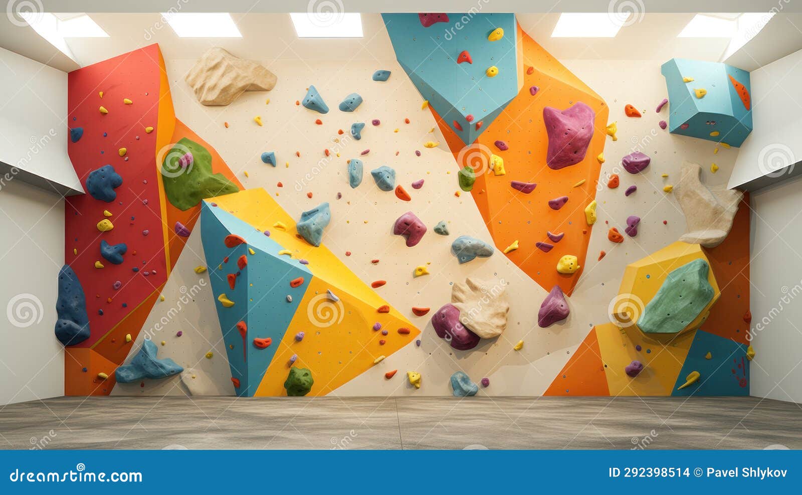 Grey Wall with Climbing Holds in Gym. Stock Photo Image of exercise