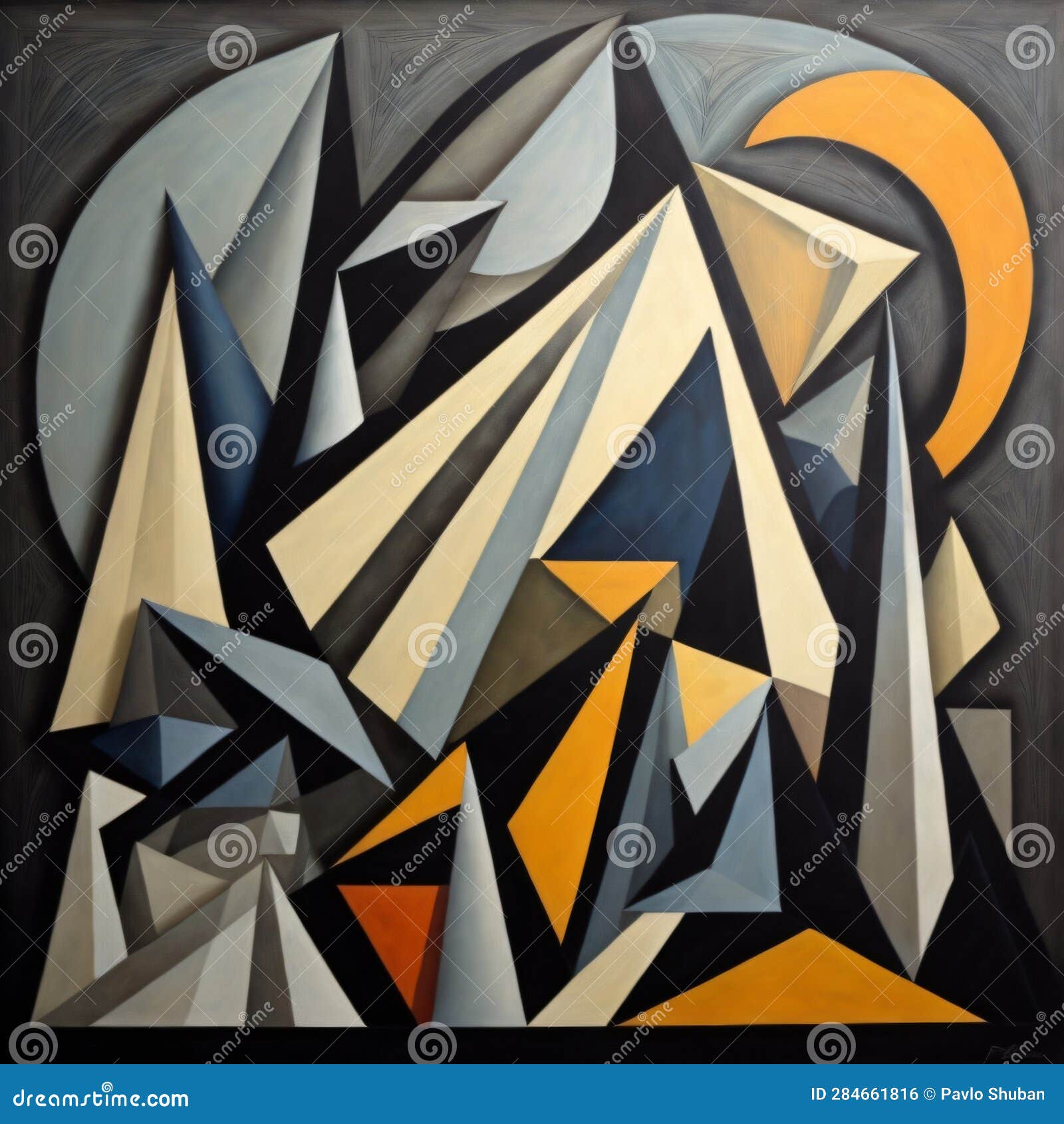 Grey and Yellow Abstract Art Stock Illustration Illustration of wheel