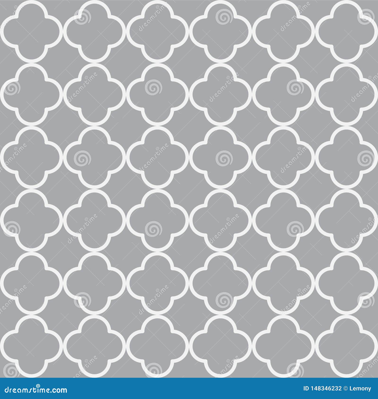 grey quatrefoil outline ornamental pattern