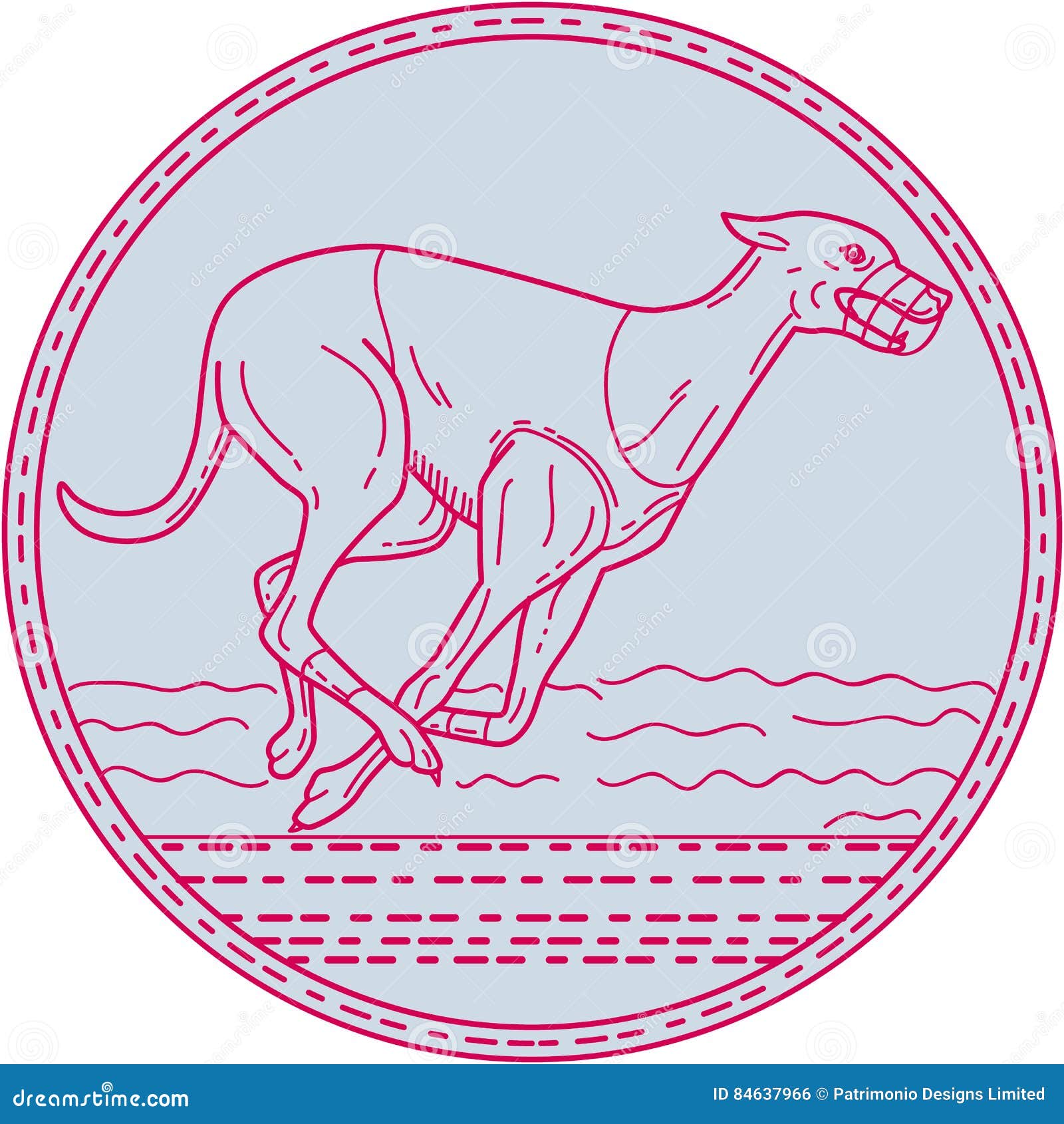 greyhound dog racing circle mono line