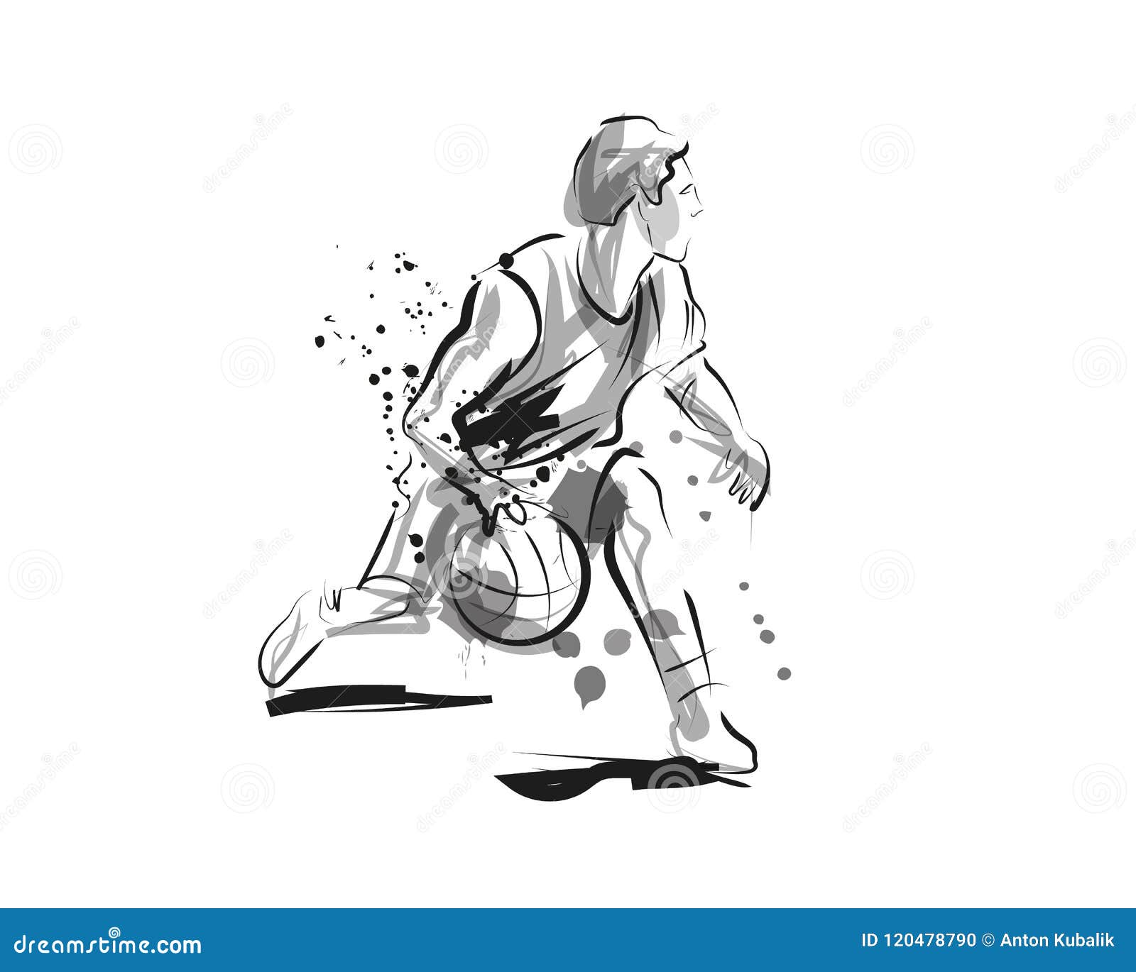 Vector Ink Sketch of Basketball Player Stock Vector - Illustration of ...