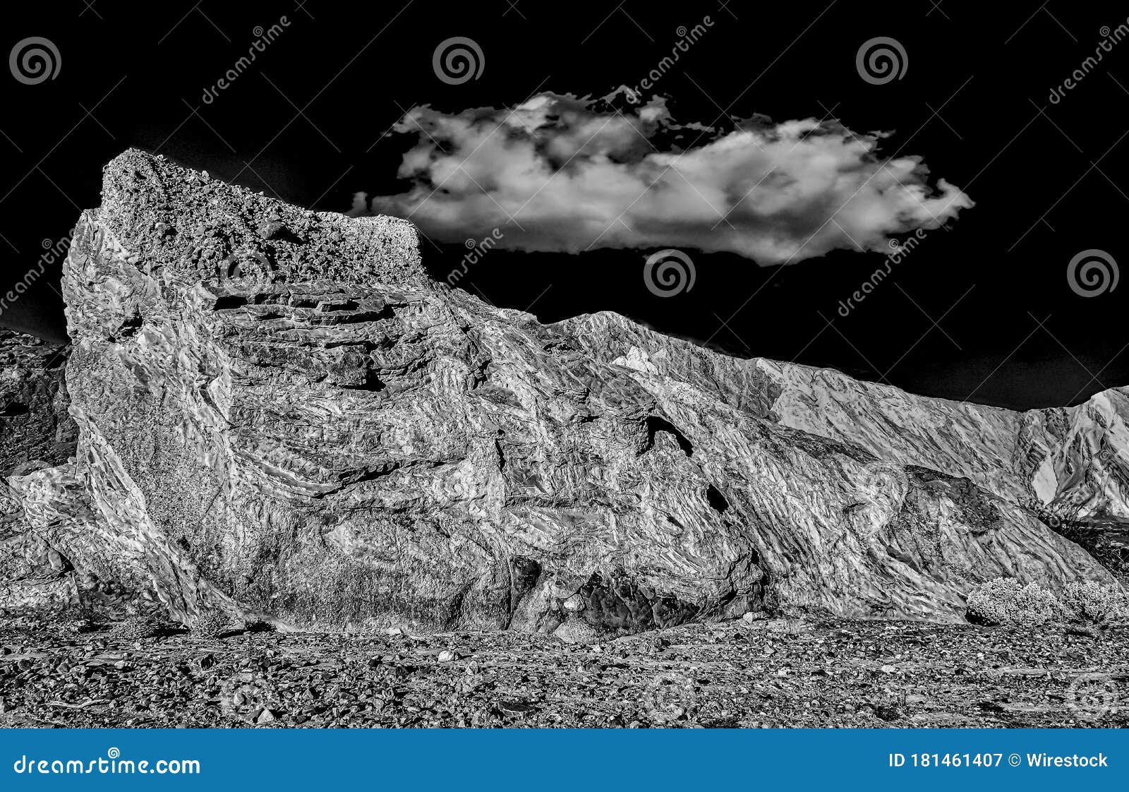 Greyscale Shot of the Rocks in the Mesquite Flats Sand Dunes in the ...