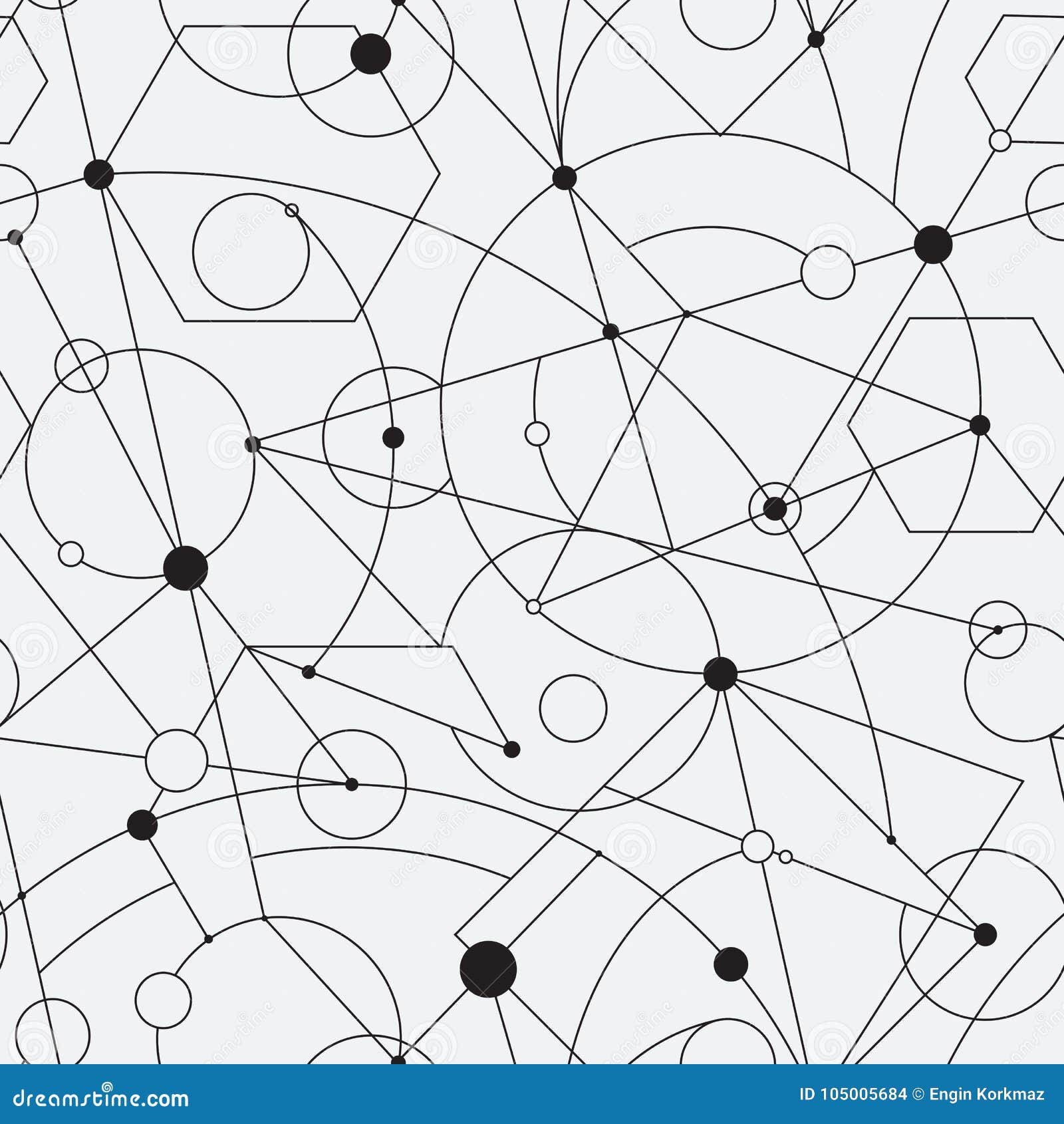 Grid Seamless Pattern with Random Geometric Shapes and Lines Stock Vector Illustration of