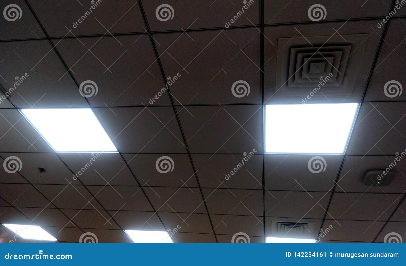Grid Type False Ceiling In Office Building Stock Image