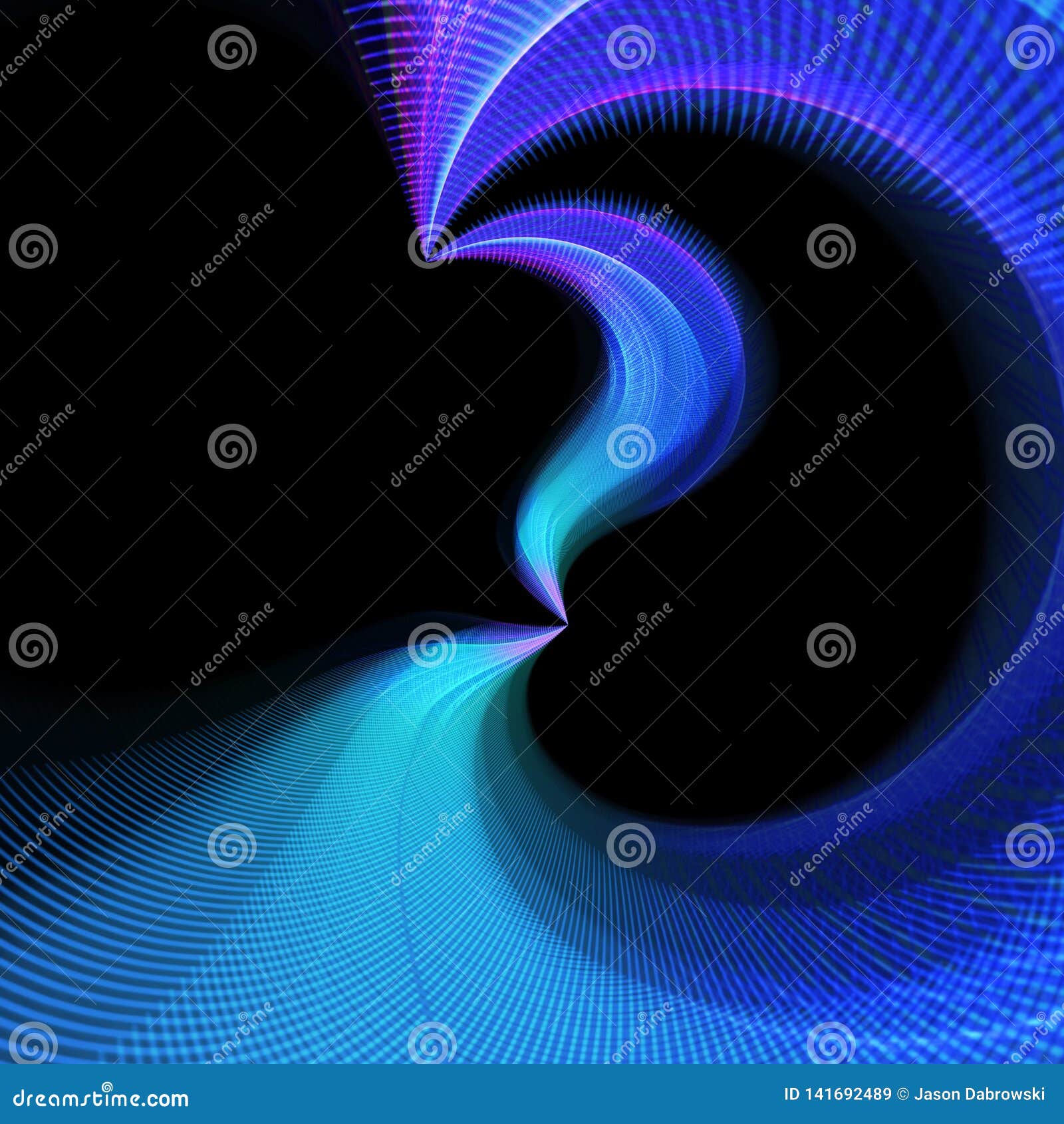 swirling curls of cool colors