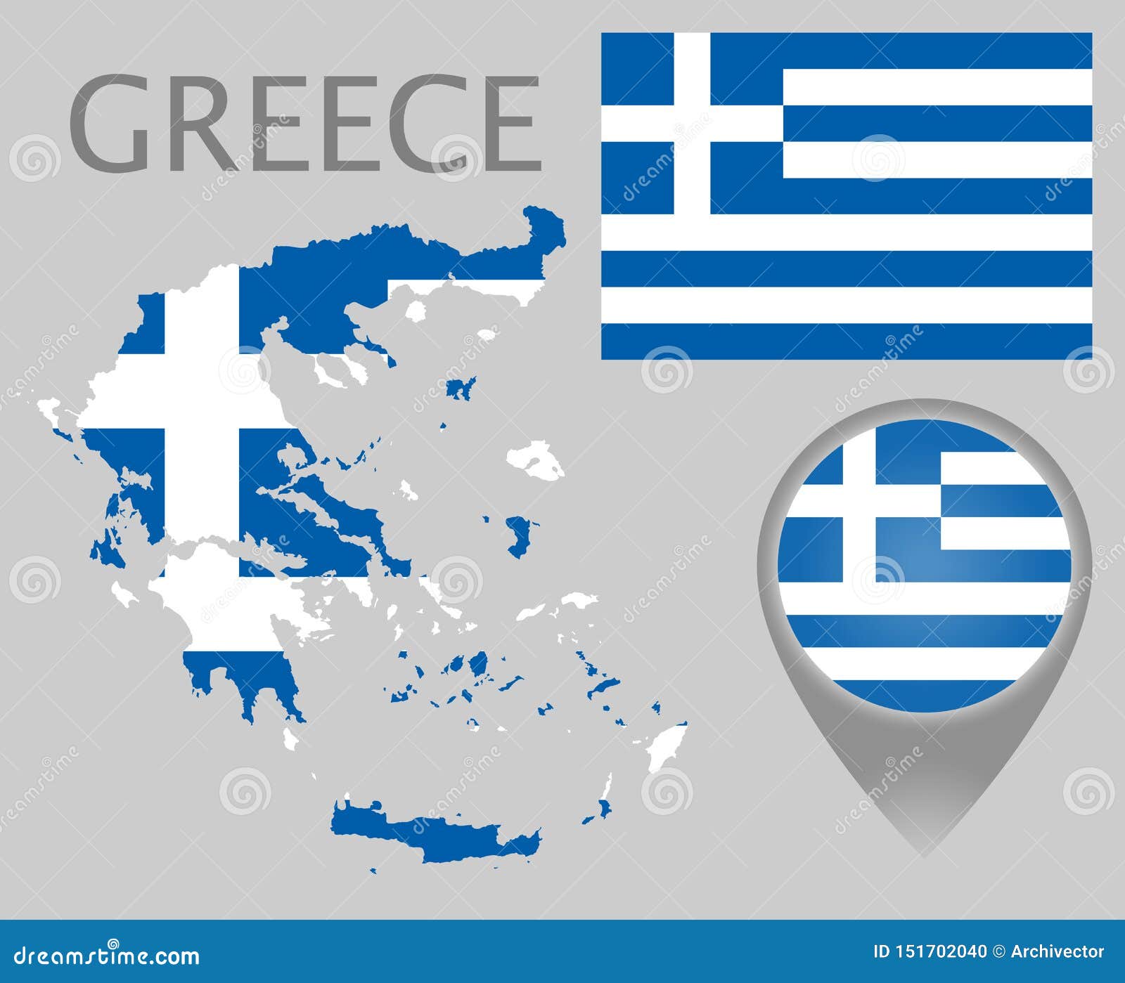 Griechenland-Flagge, Karte Und Kartenzeiger Vektor Abbildung - Illustration  von diagramm, griechenland: 151702040