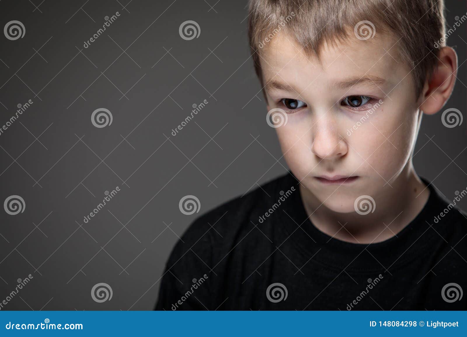 Grief-stricken Little Boy - Feeling Intense Sorrow Stock Photo - Image ...