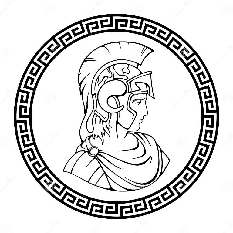 Grieks Rond Antiek Patroon Alexander De Grote Macedoniër Vector