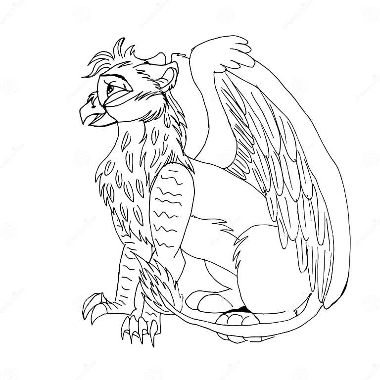 A Griffin Also Known As a Gryphon or Griffon with Lion Body, Wings and ...