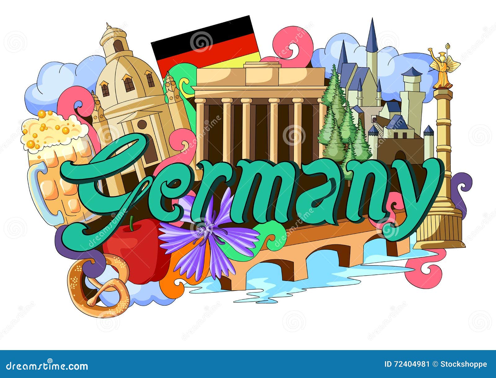 Page De Garde Allemant Griffonnage Montrant L'architecture Et La Culture De L'Allemagne