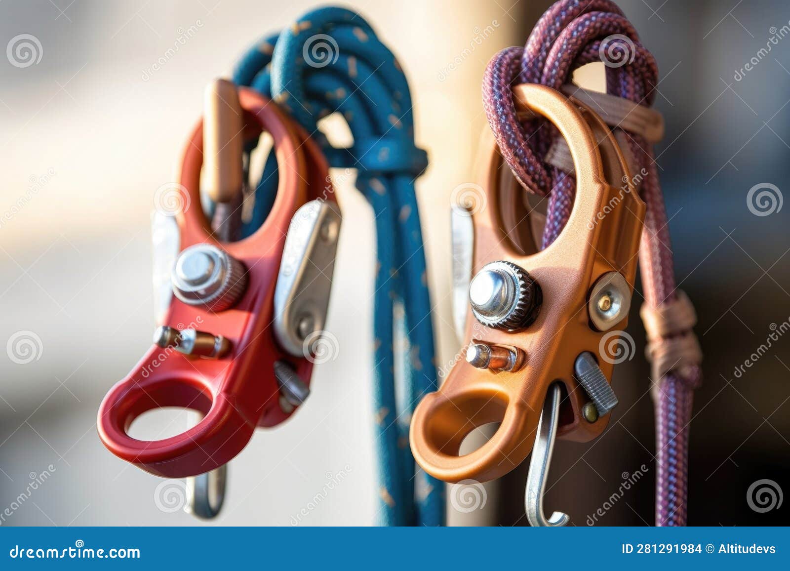 Grigri and Tubular Belay Devices Side by Side Stock Illustration