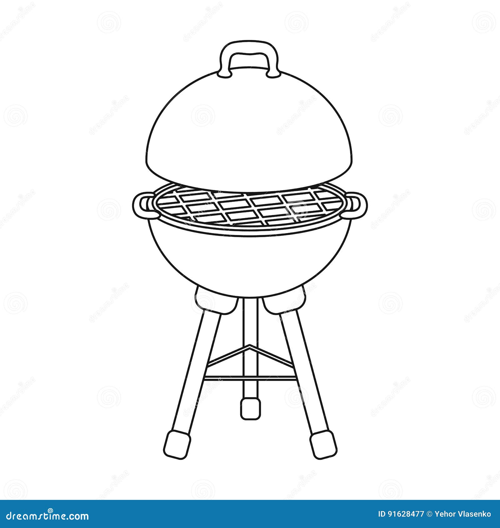 Grill for Single in Outline Style Vector Symbol Stock Illustration Web. Stock - Illustration of classic, 91628477